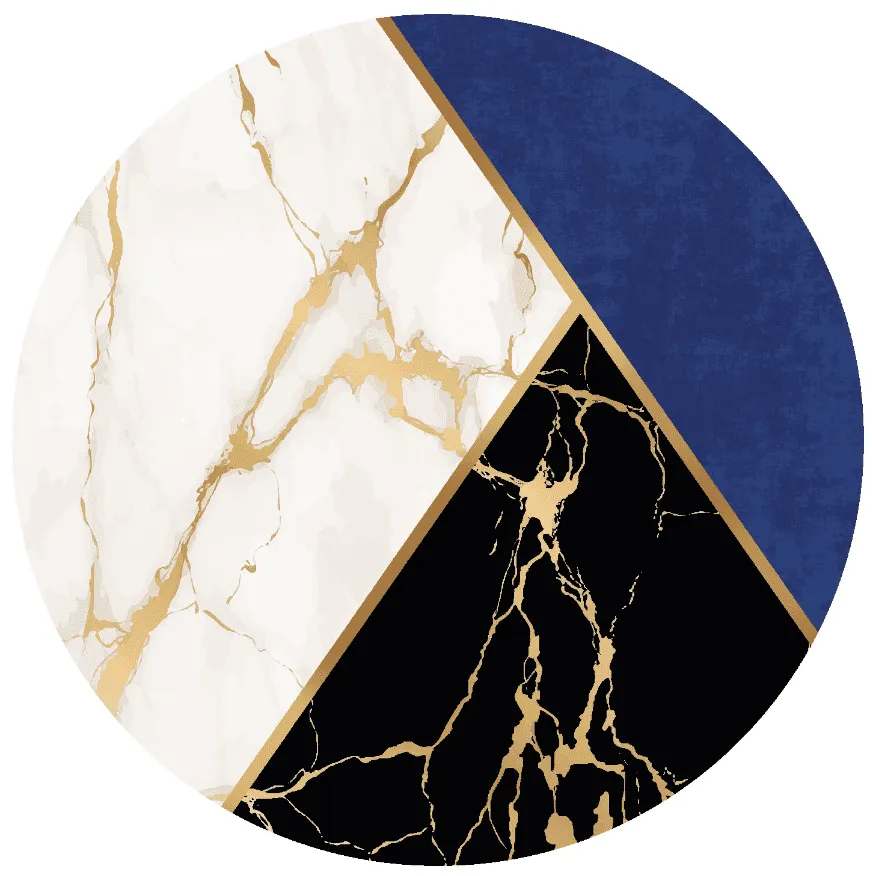 Kerek szőnyeg - Canelli (fekete/fehér/kék)