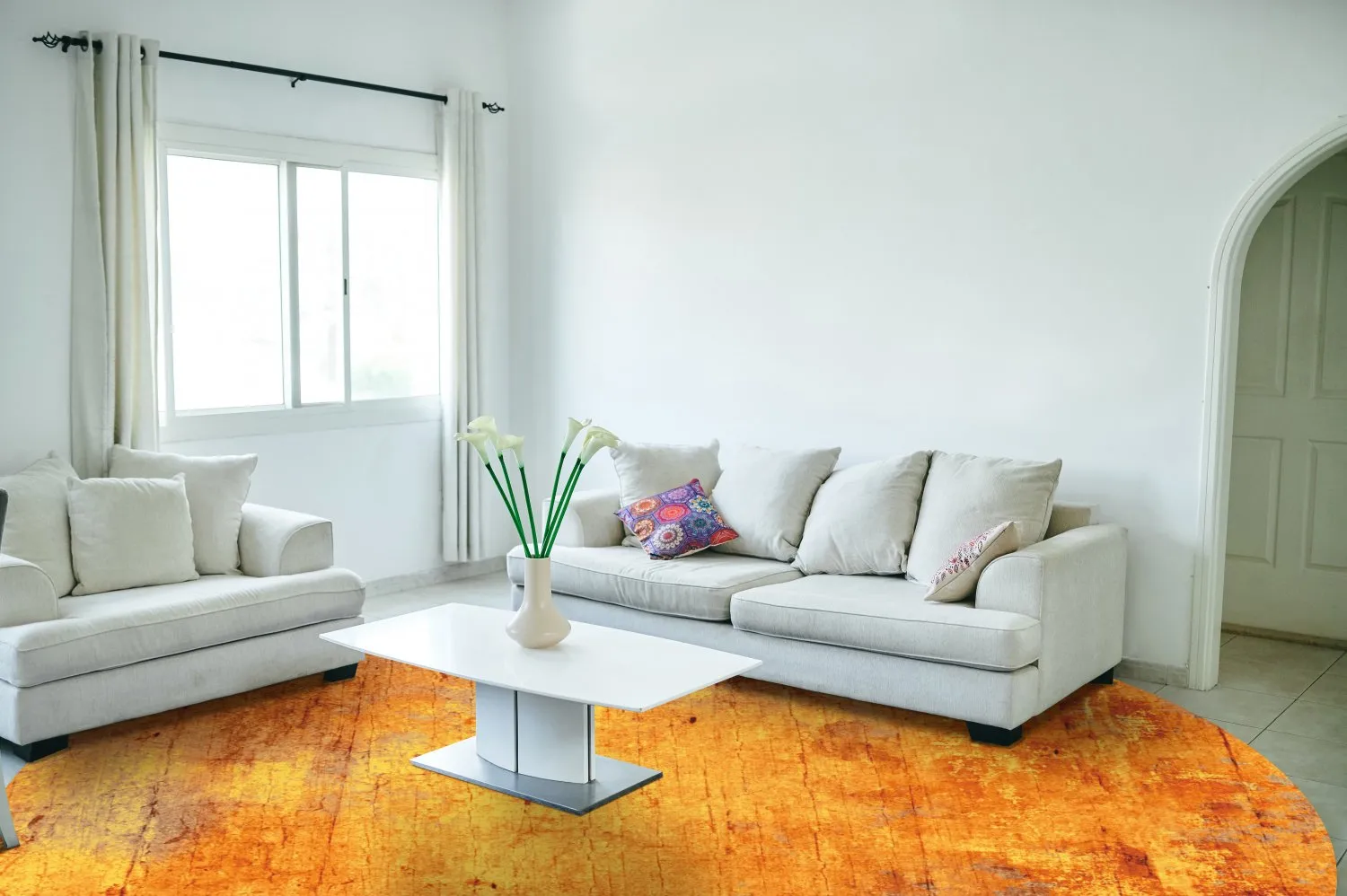 Kerek szőnyeg - Cesano (narancssárga)