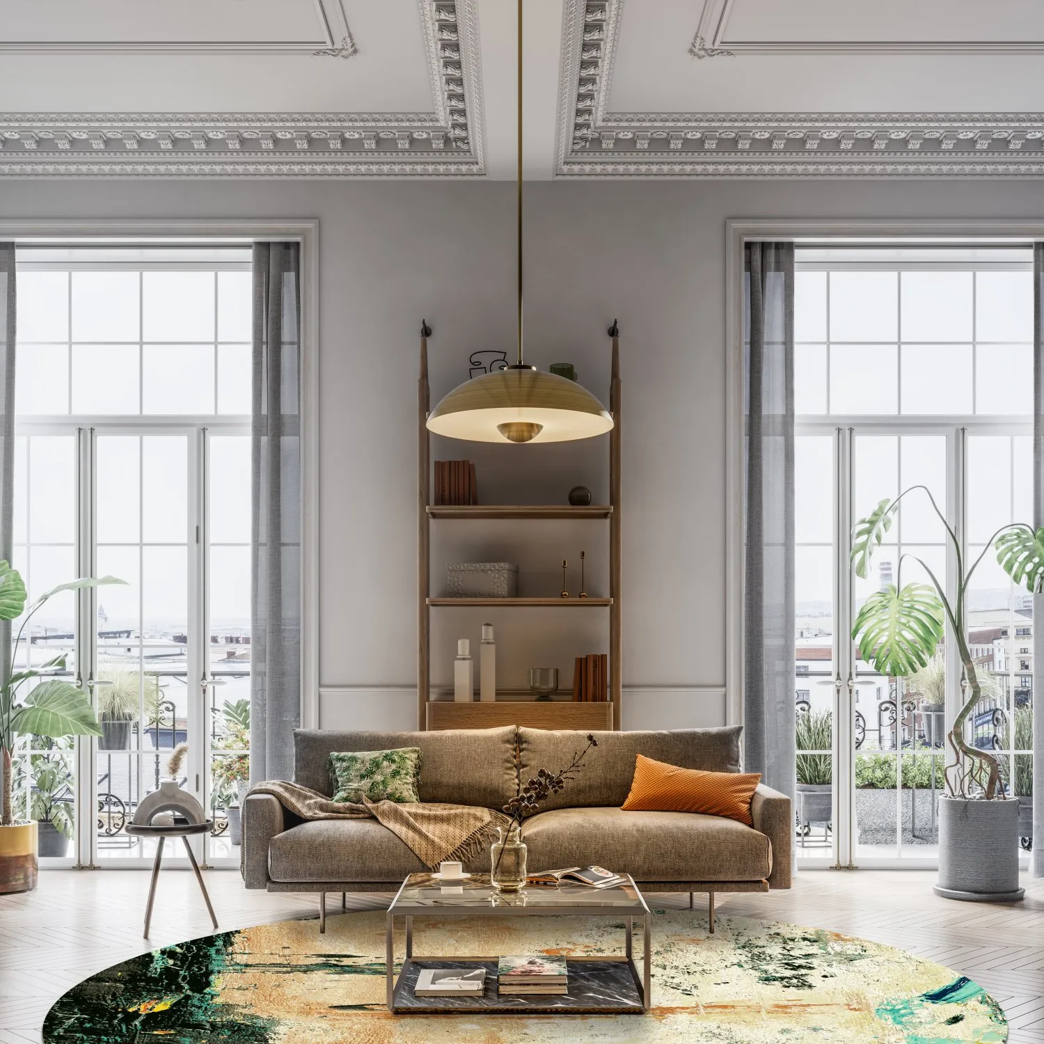 Kerek szőnyeg - Tempes (bezs/többszínű)