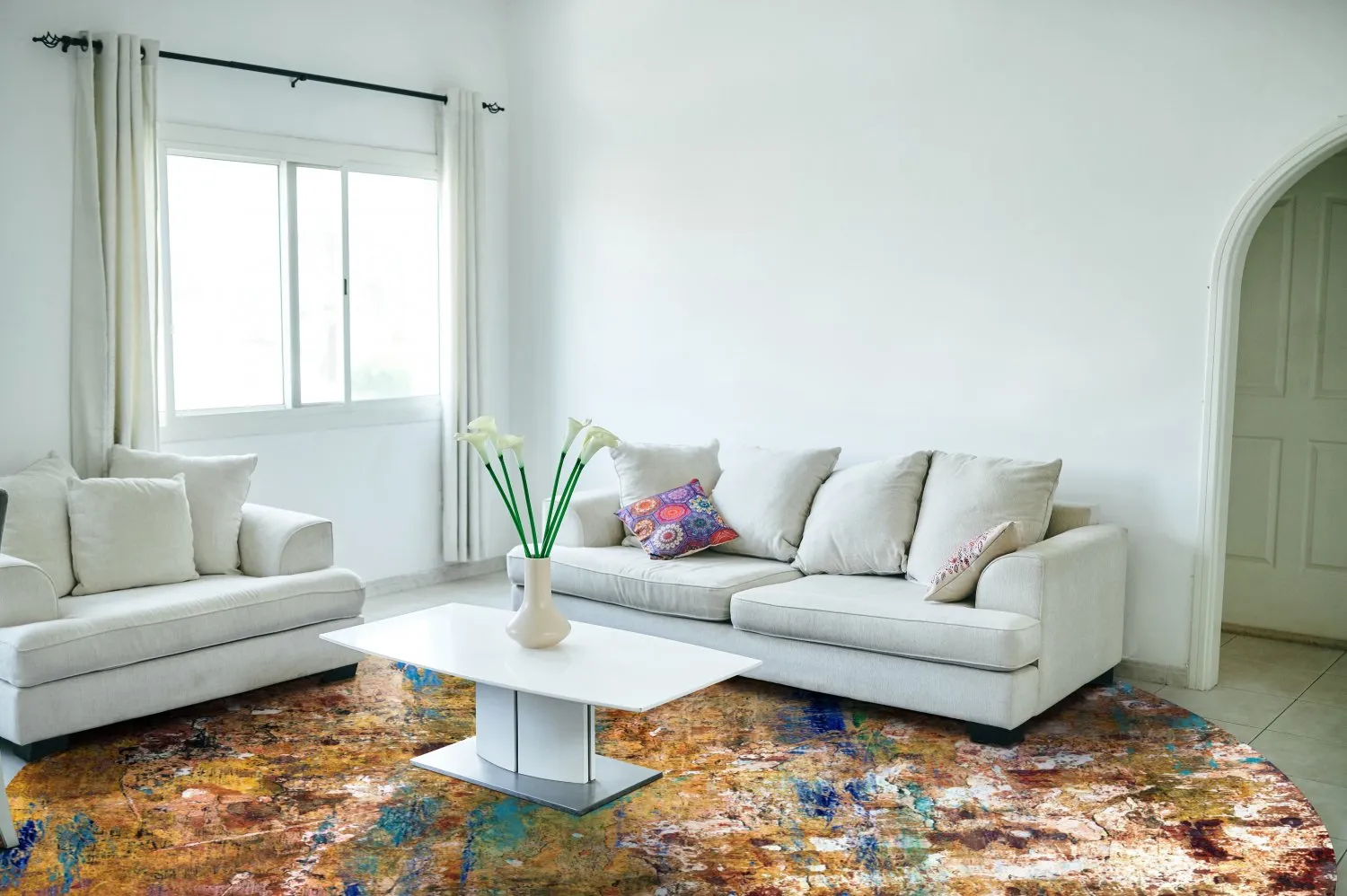 Kerek szőnyeg - Trepito (barna/kék/többszínű)