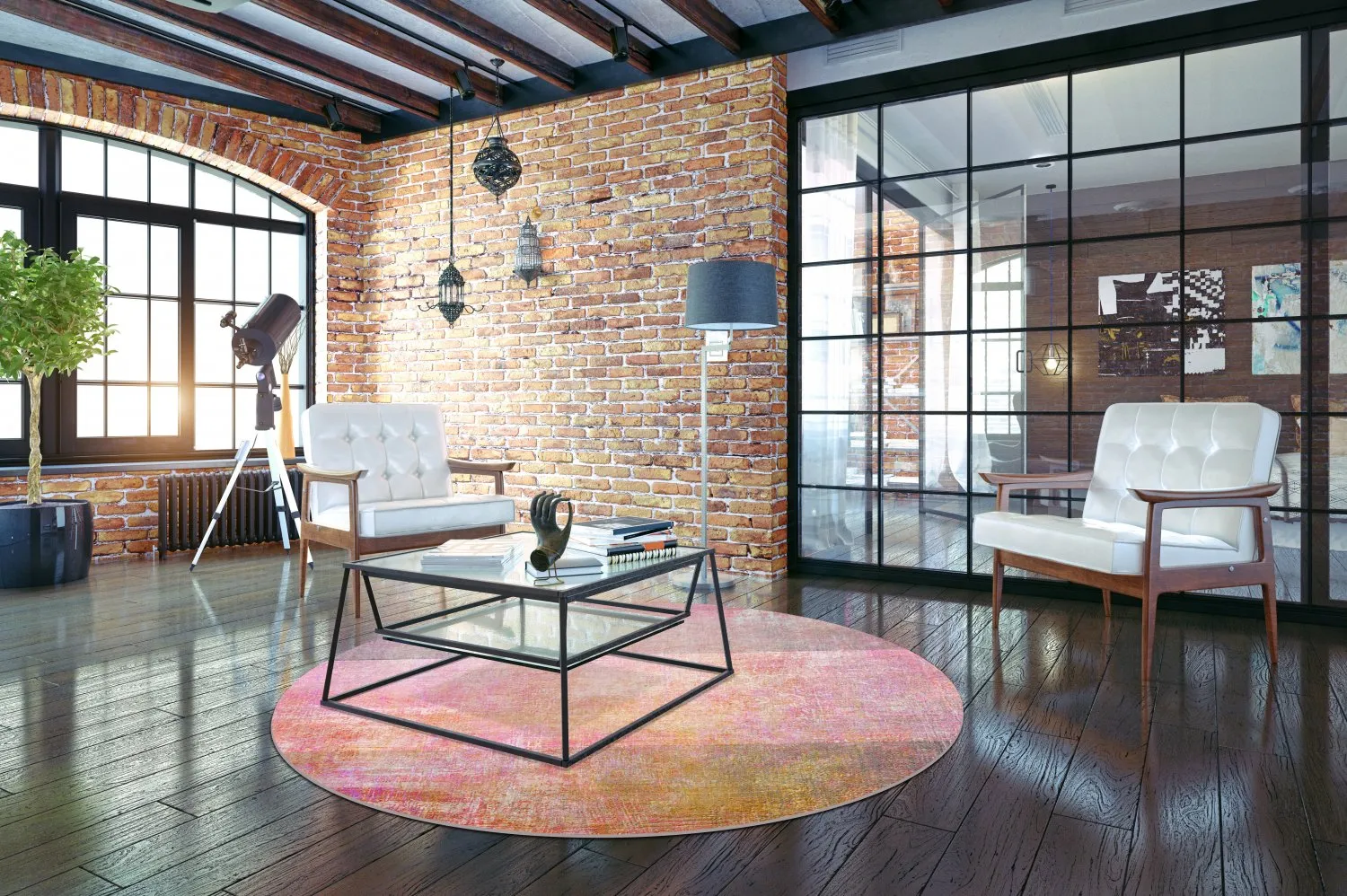 Kerek szőnyeg - Cicoria (rózsaszín/lila)