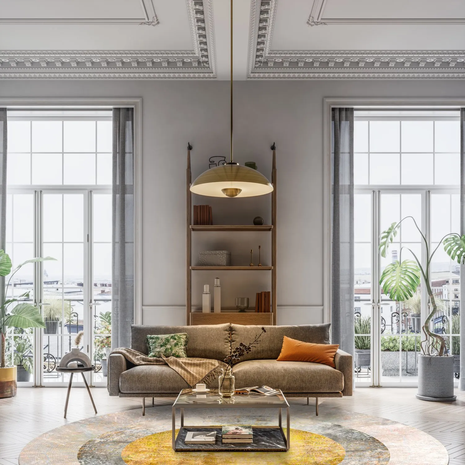 Kerek szőnyeg - Budoni (szürke/bezs/sárga)