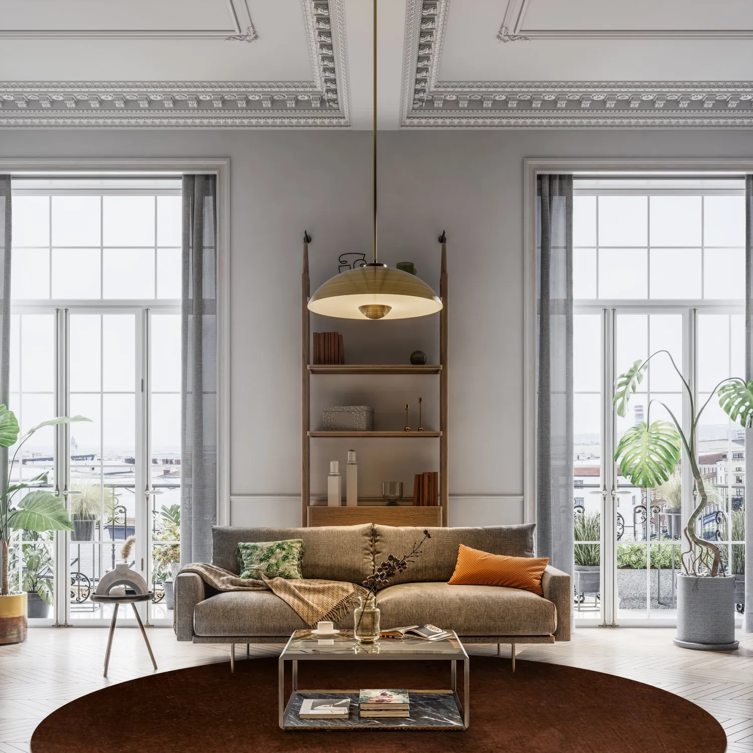 Kerek szőnyeg - Bovera (barna/piros)