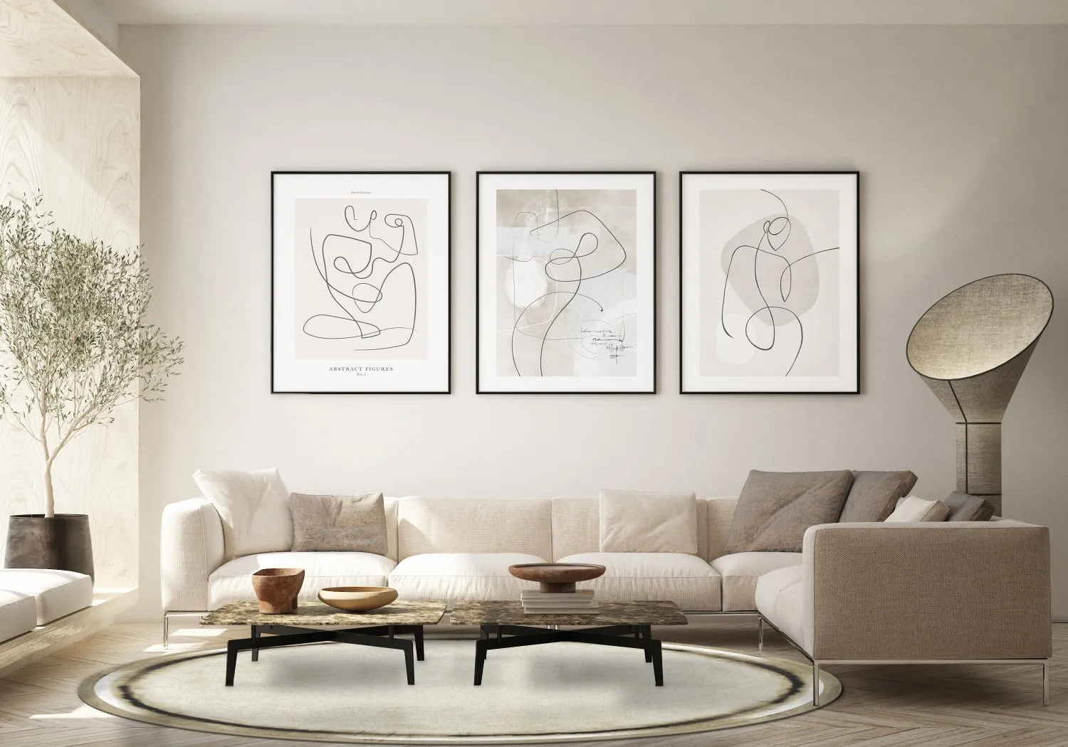 Kerek szőnyeg - Arriate (bezs/szürke)