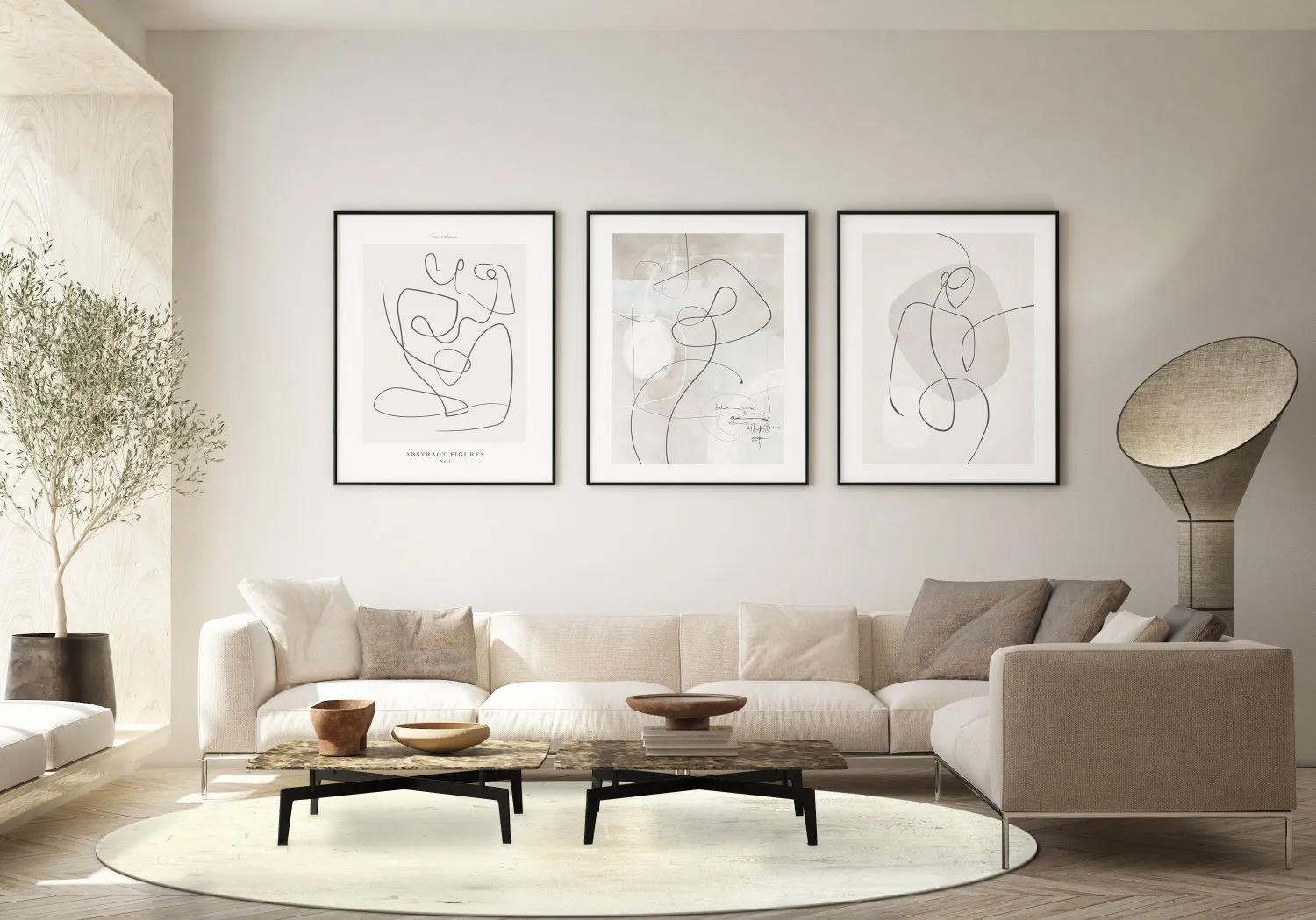 Kerek szőnyeg - Osuna (szürke/bezs)