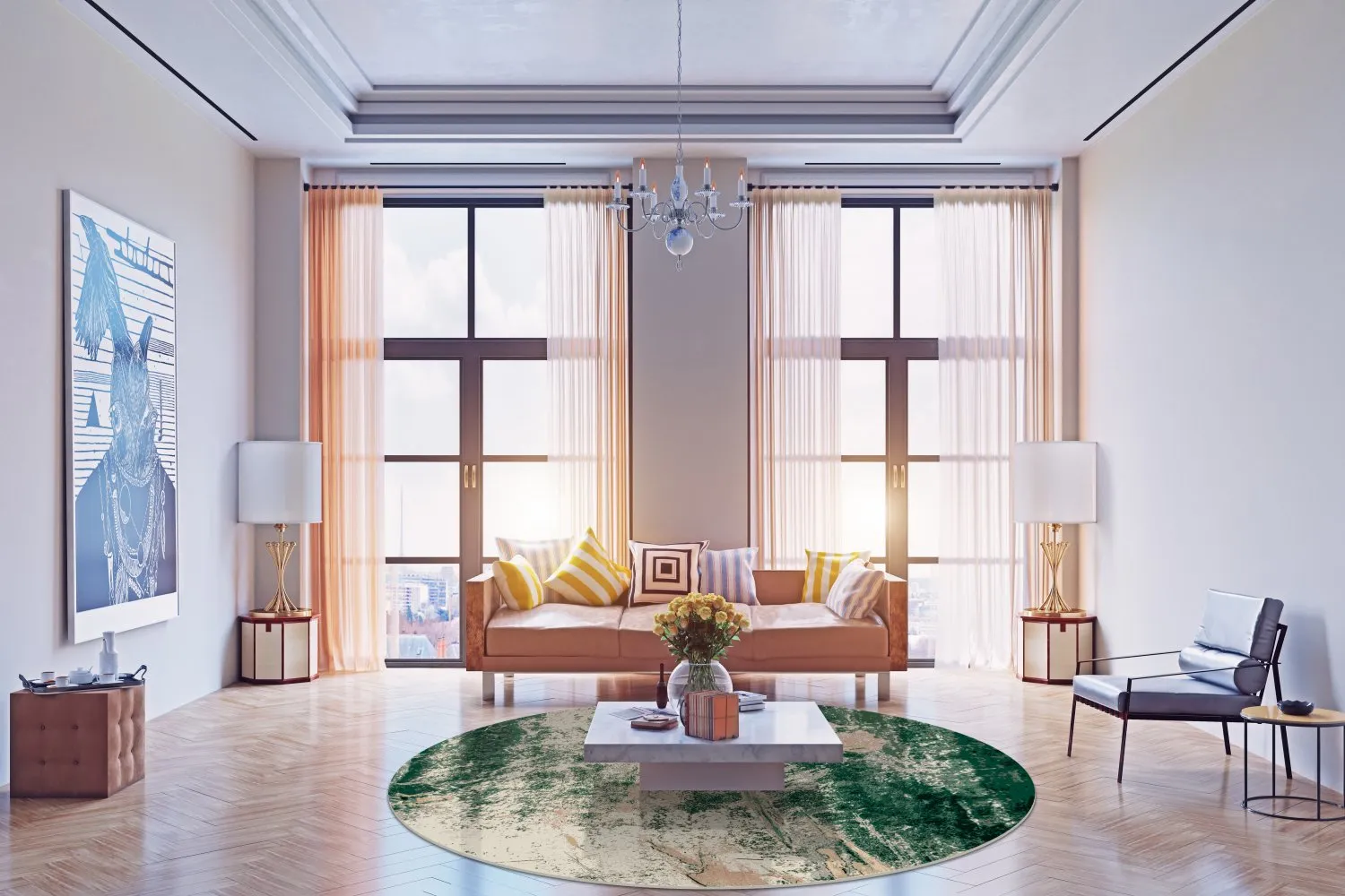 Kerek szőnyeg - Tamalous (bezs/zöld)