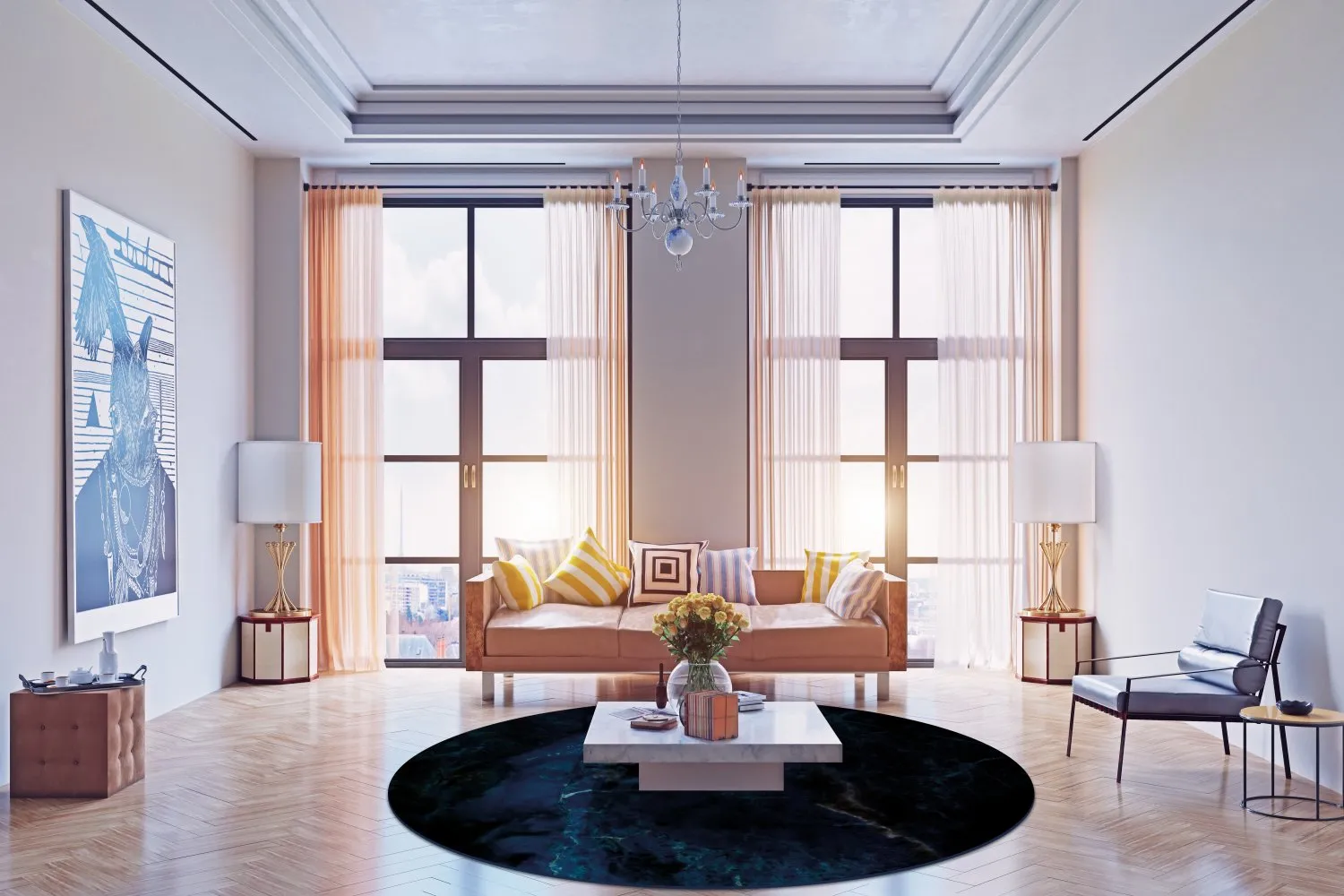 Kerek szőnyeg - Zuani (sötétkék)