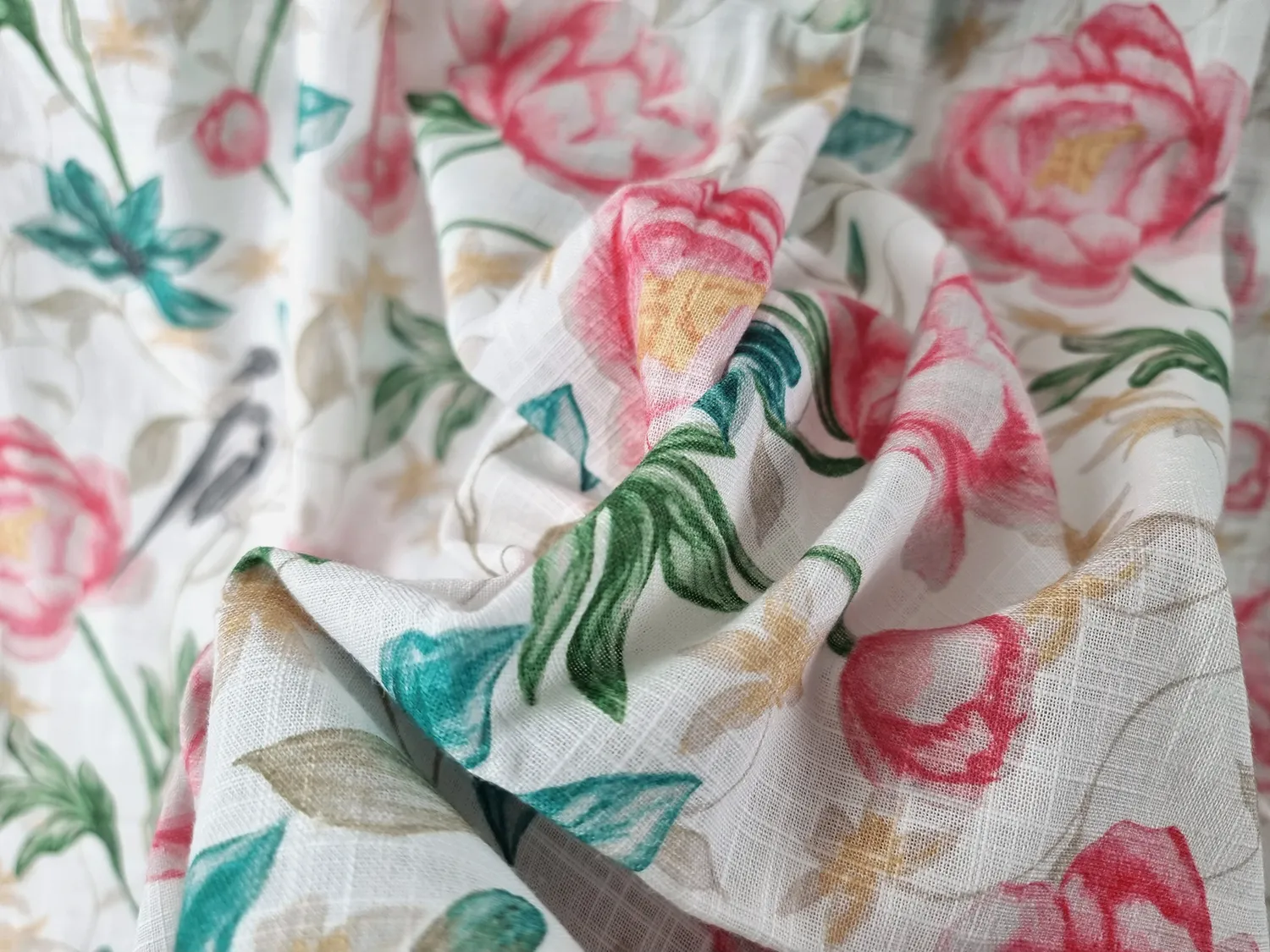 Asztalterítők - Pamut terítő sárgalan (rózsaszín)