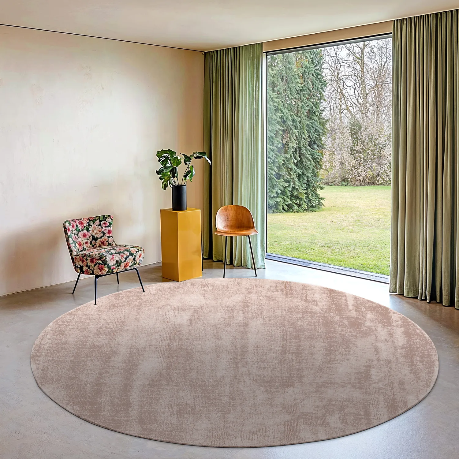 Rund matta - Recycled PET with viscose look (világosbarna)