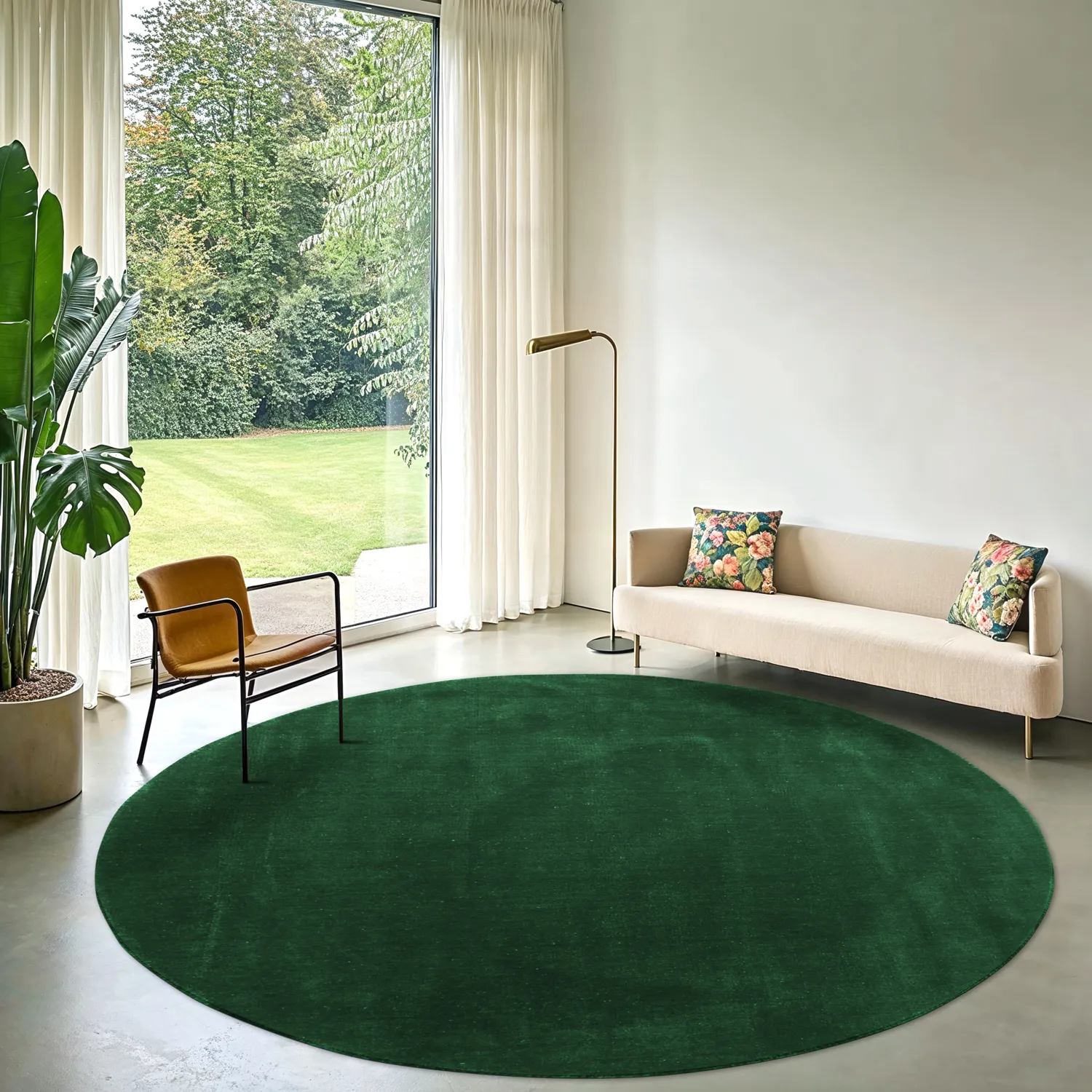 Rund matta - Recycled PET with viscose look (zöld)