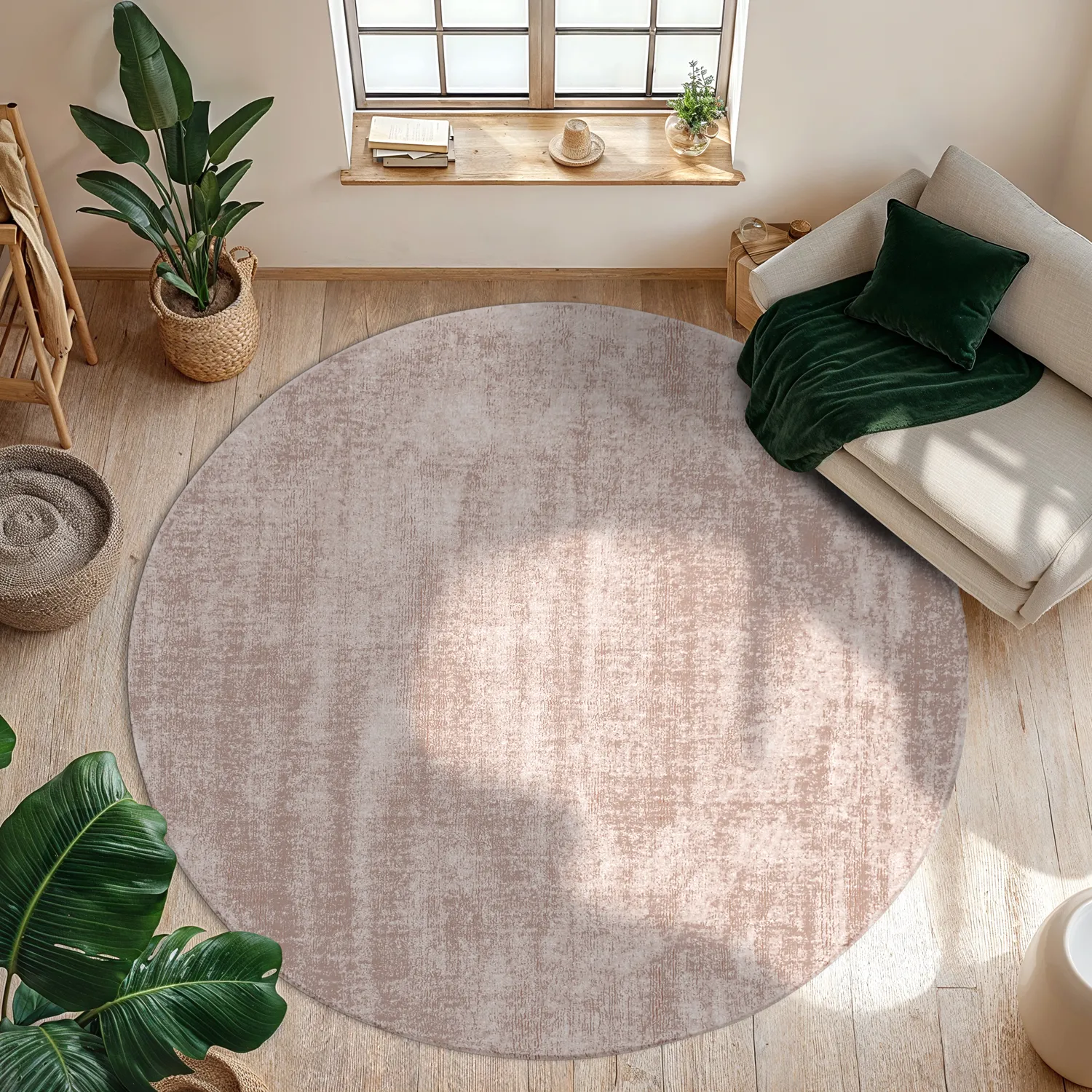 Rund matta - Recycled PET with viscose look (világosbarna)