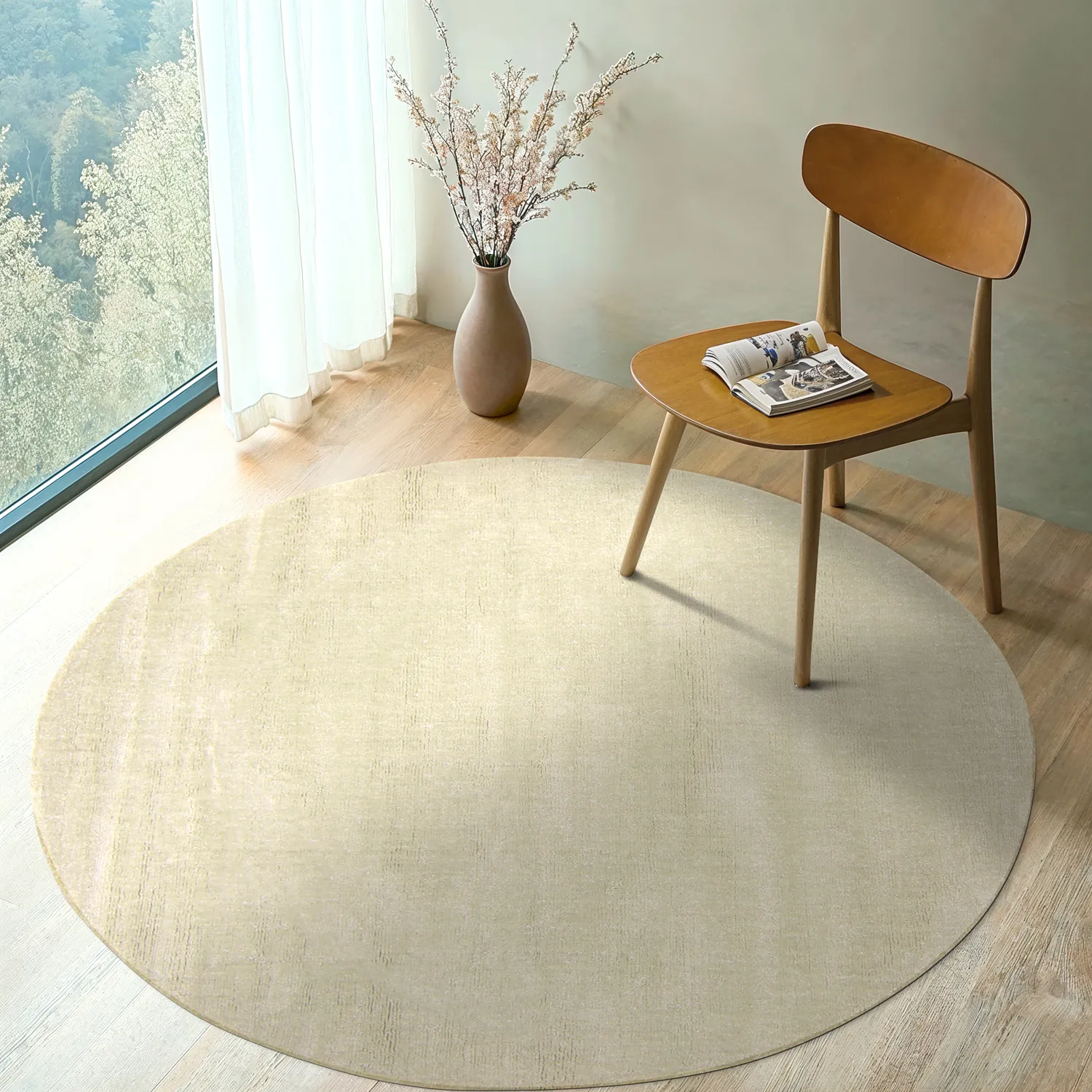 Rund matta - Recycled PET with viscose look (mentazöld)