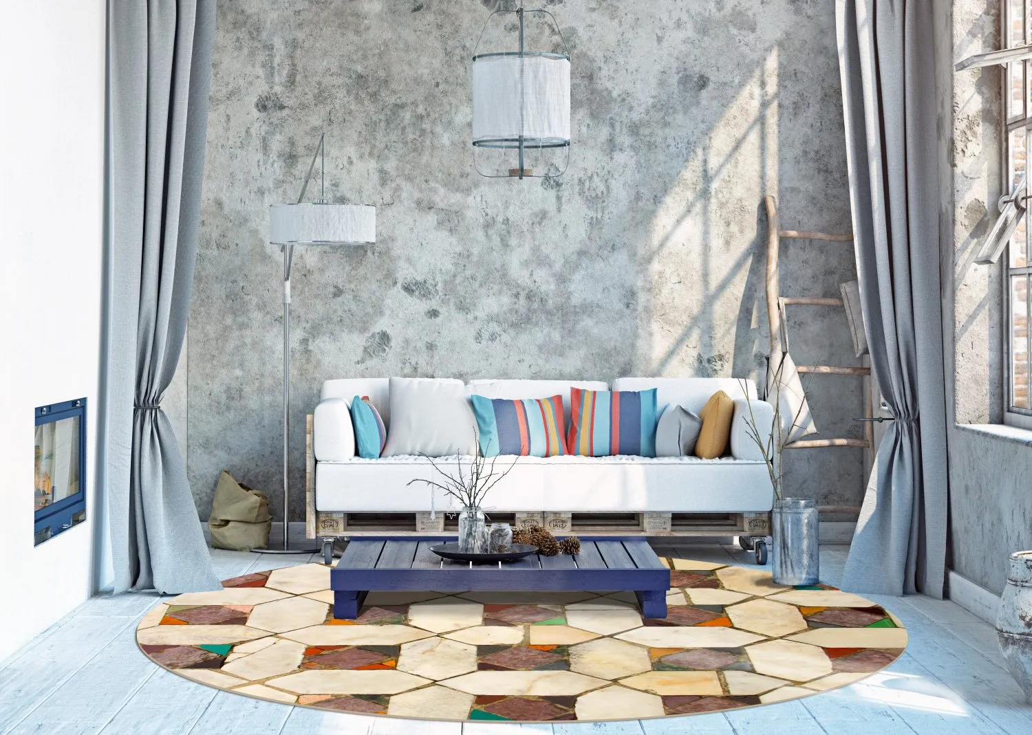 Kerek szőnyeg - Evisa (többszínű)