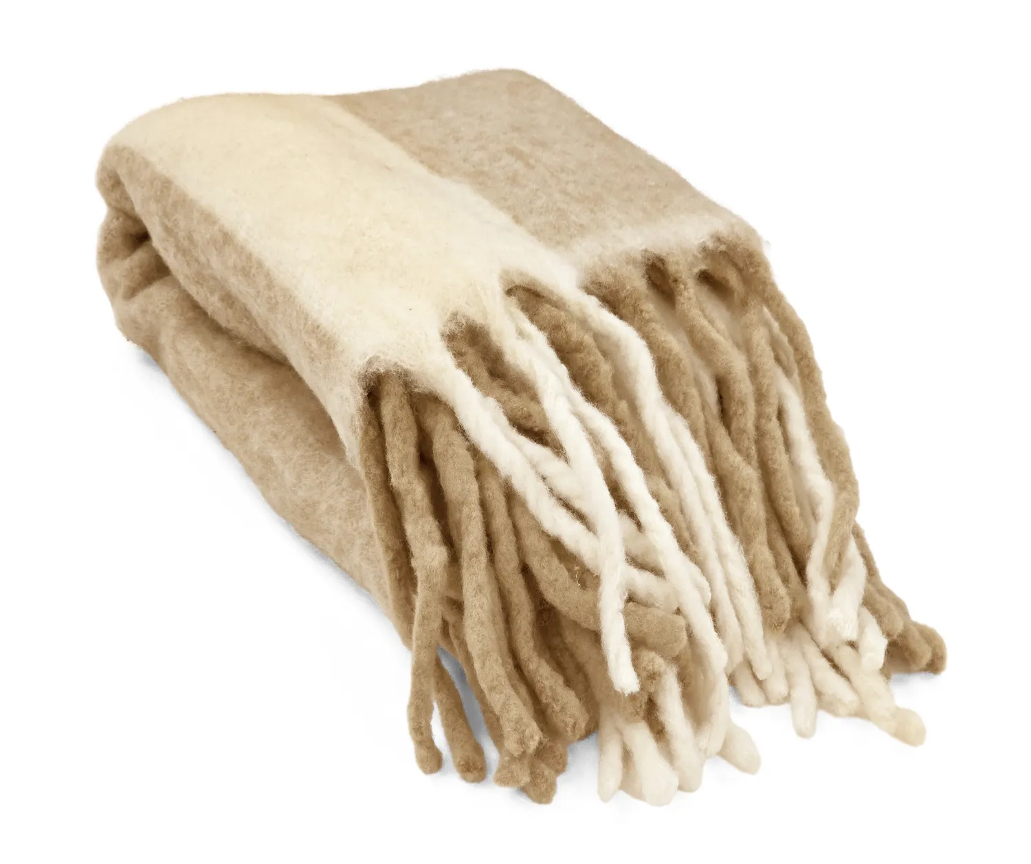 Takarók - Gyapjúkeverék pléd - Beatriz Stripe (bézs/fehér)