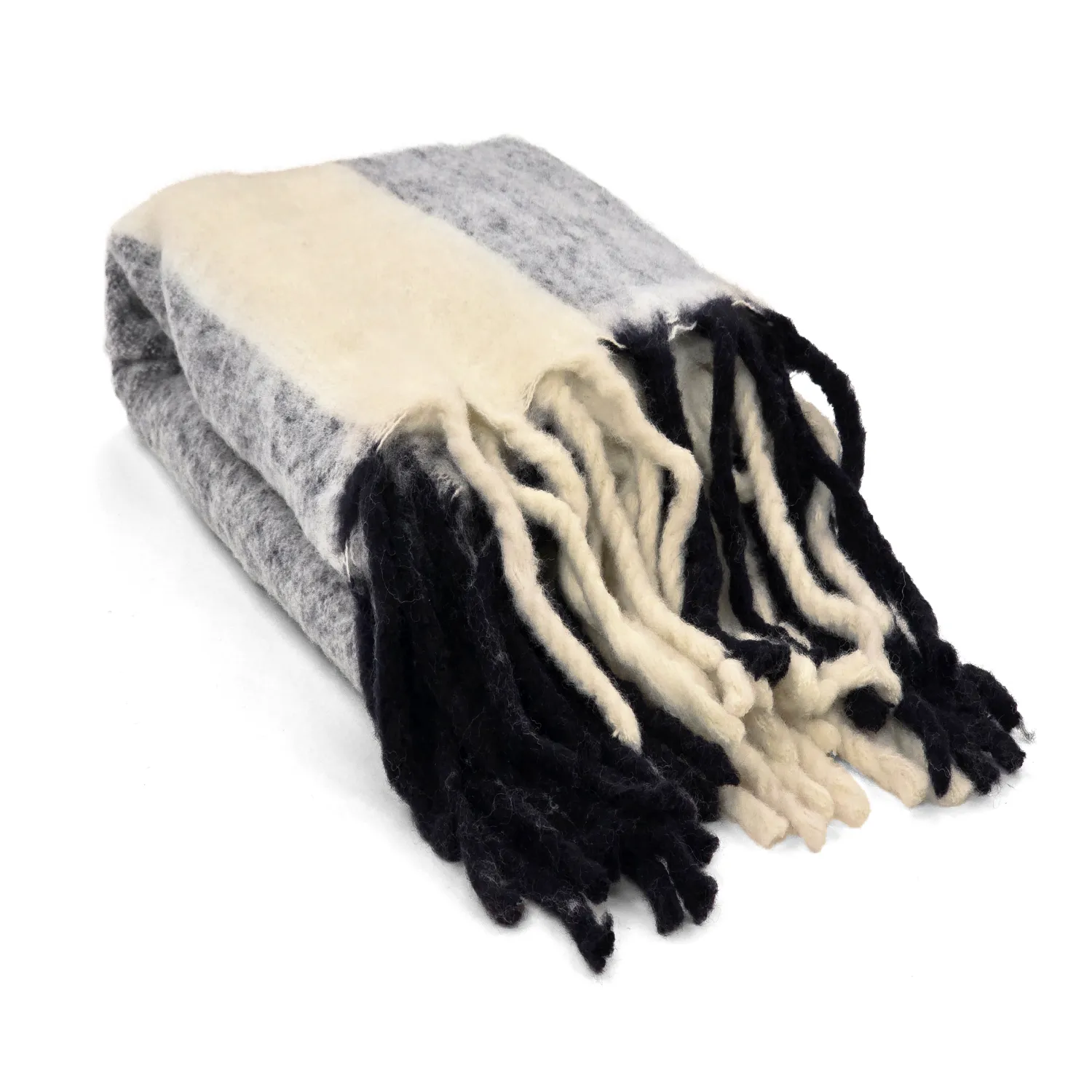 Takarók - Gyapjúkeverék pléd - Beatriz Stripe (fekete/fehér)