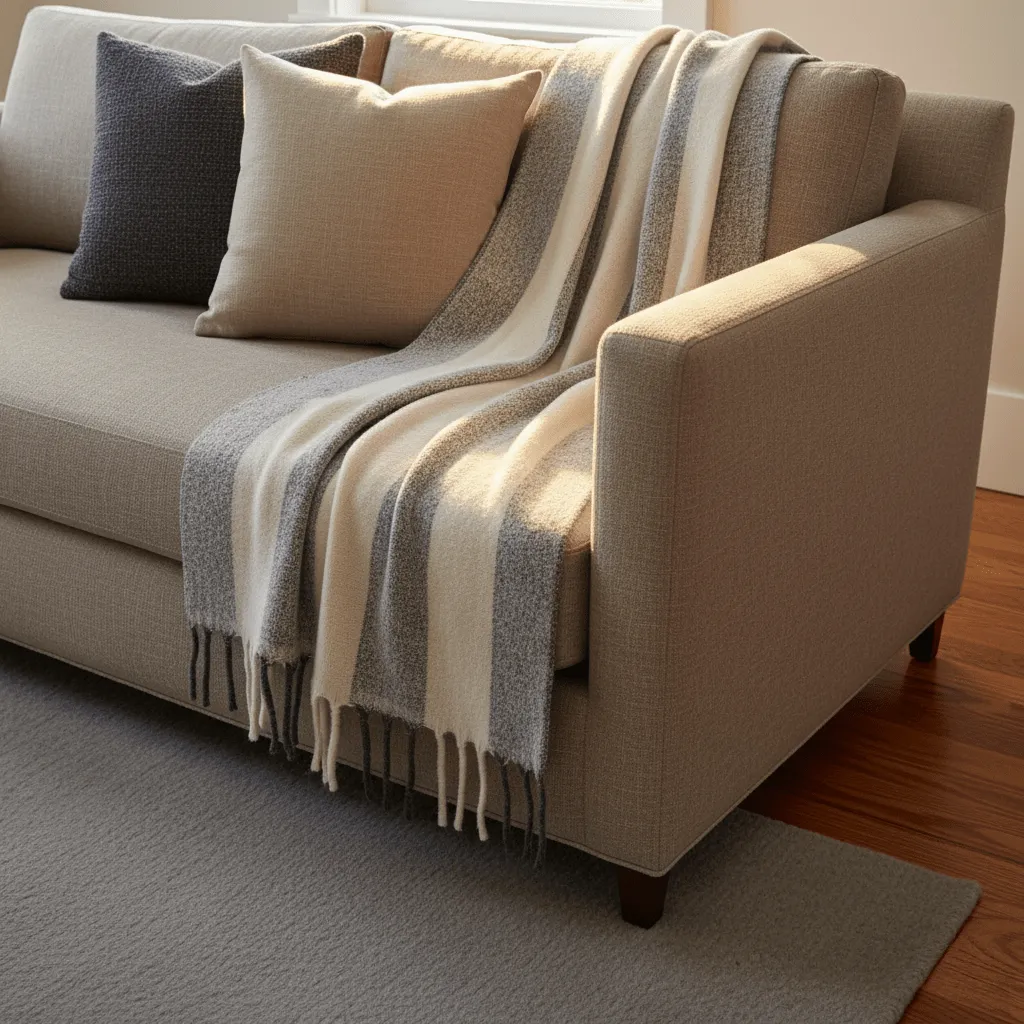 Takarók - Gyapjúkeverék pléd - Beatriz Stripe (fekete/fehér)