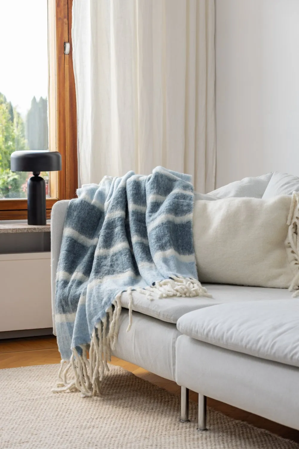 Gyapjúkeverék pléd - Charlotte (kék)