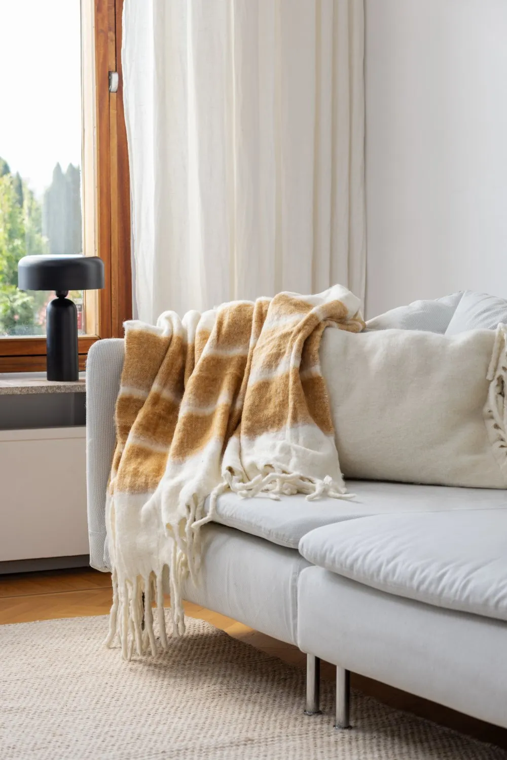 Gyapjúkeverék pléd - Charlotte (sárga)