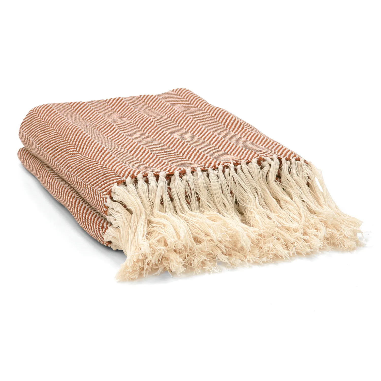 Takarók - Pamutpléd - Denisa Fishbone (barna/fehér)