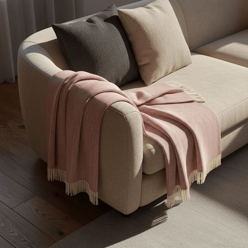 Takarók - Pamutpléd - Denisa Fishbone (piros/fehér)