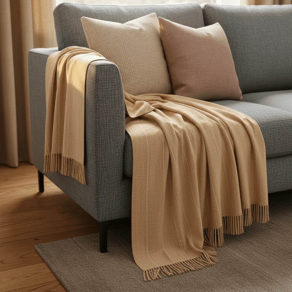 Takarók - Pamutpléd - Martina Stripe (bézs/fehér)