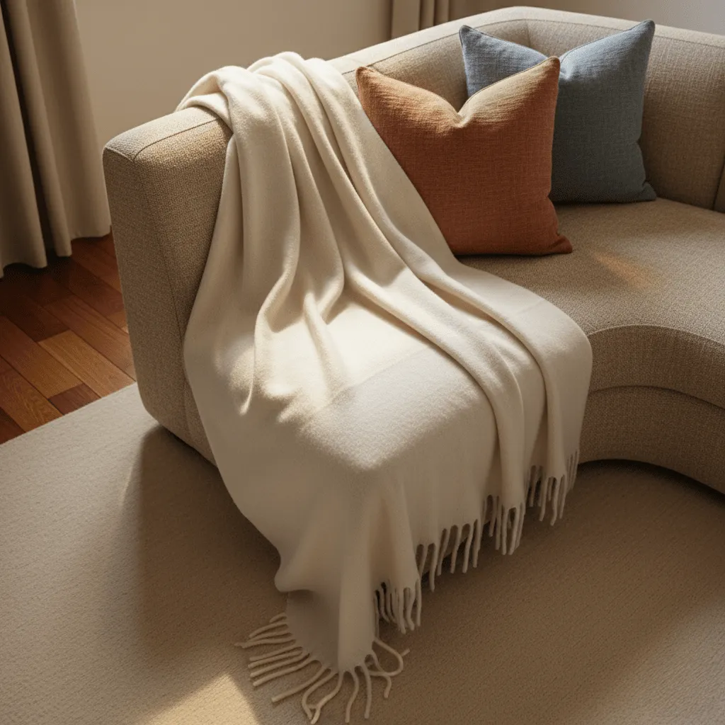 Gyapjúkeverék pléd - Samantha (offwhite)