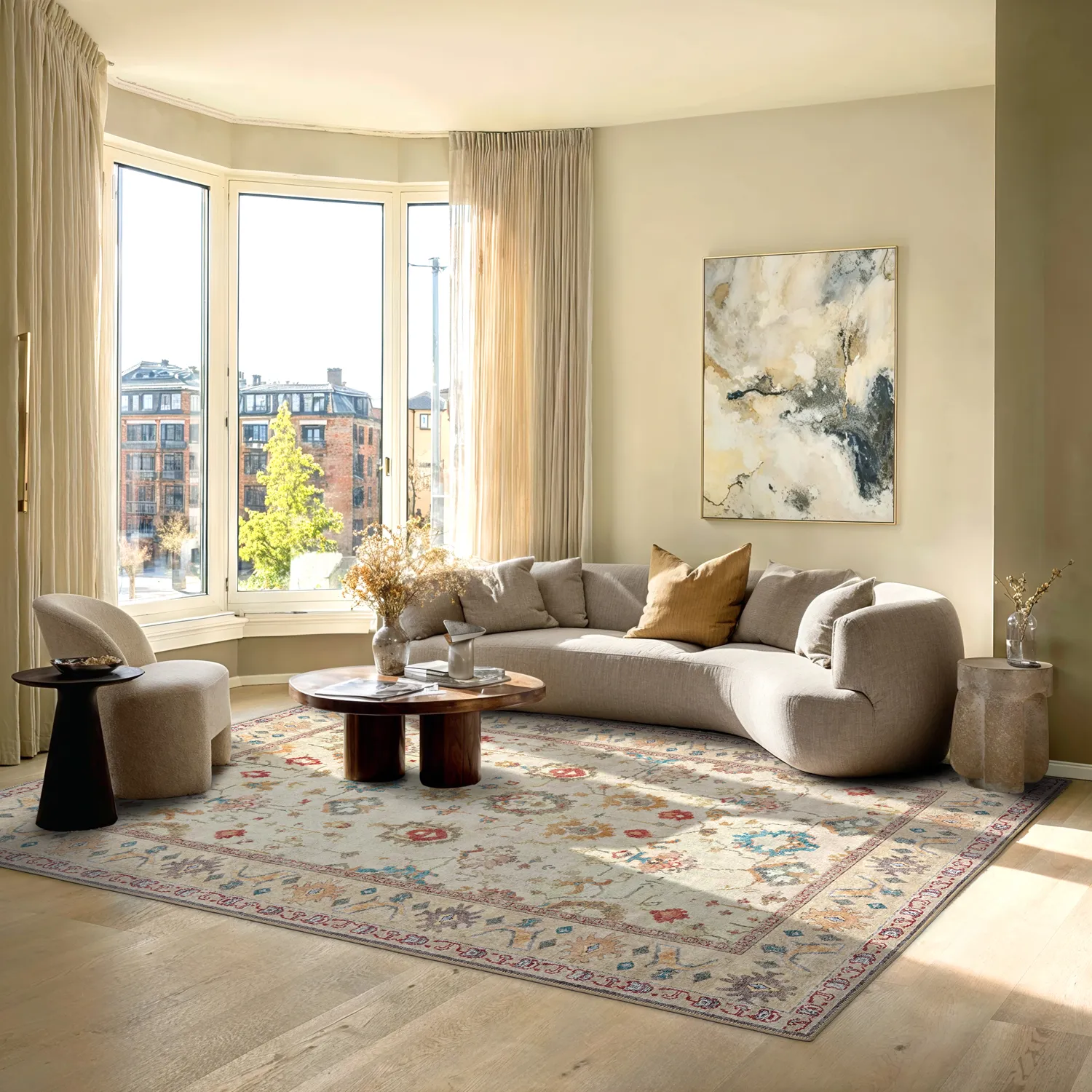 Lapos szövésű szőnyeg - Adira (szürke/rózsaszín)