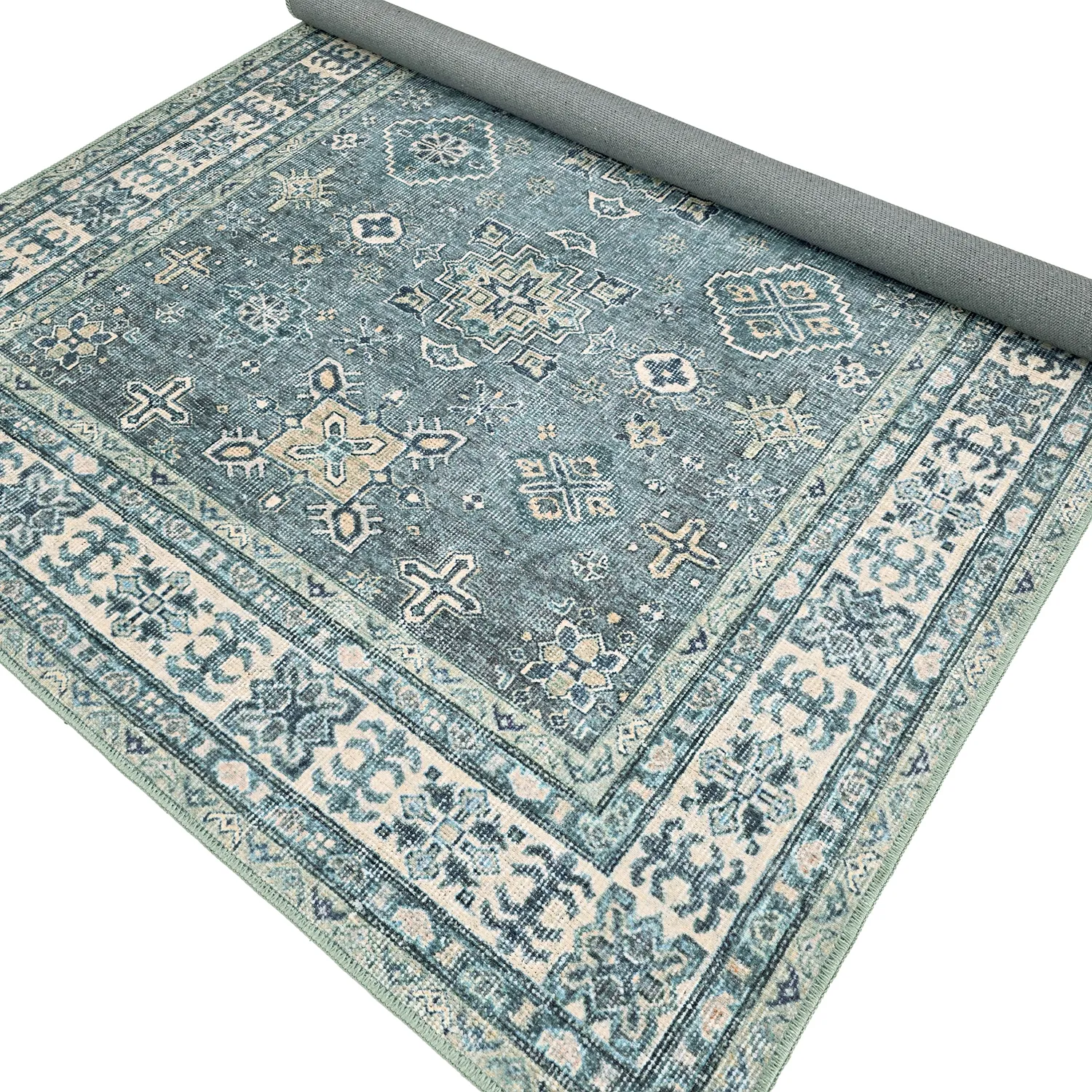 Lapos szövésű szőnyeg - Benaluna (kék/zöld)