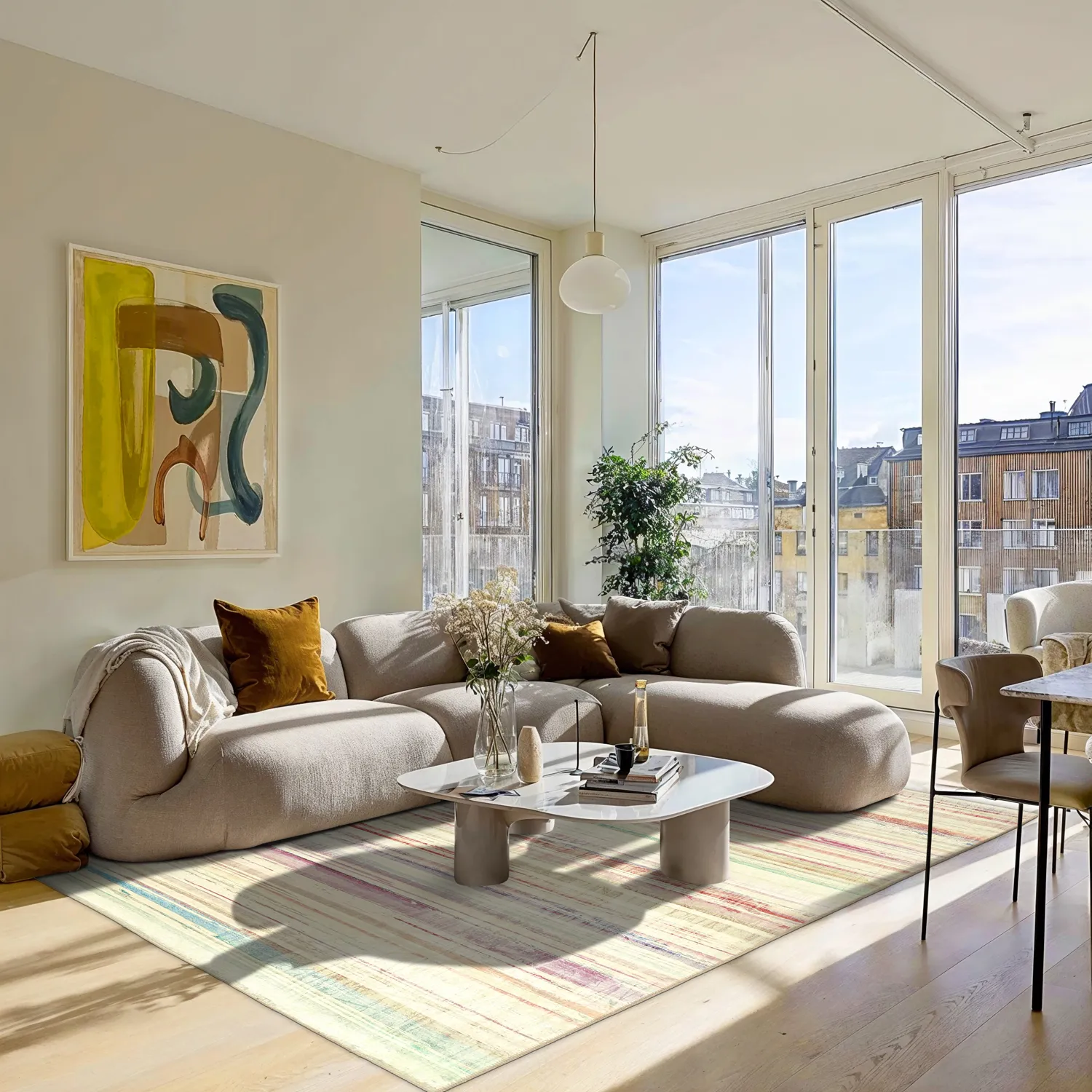 Lapos szövésű szőnyeg - Delara (bézs/multi)