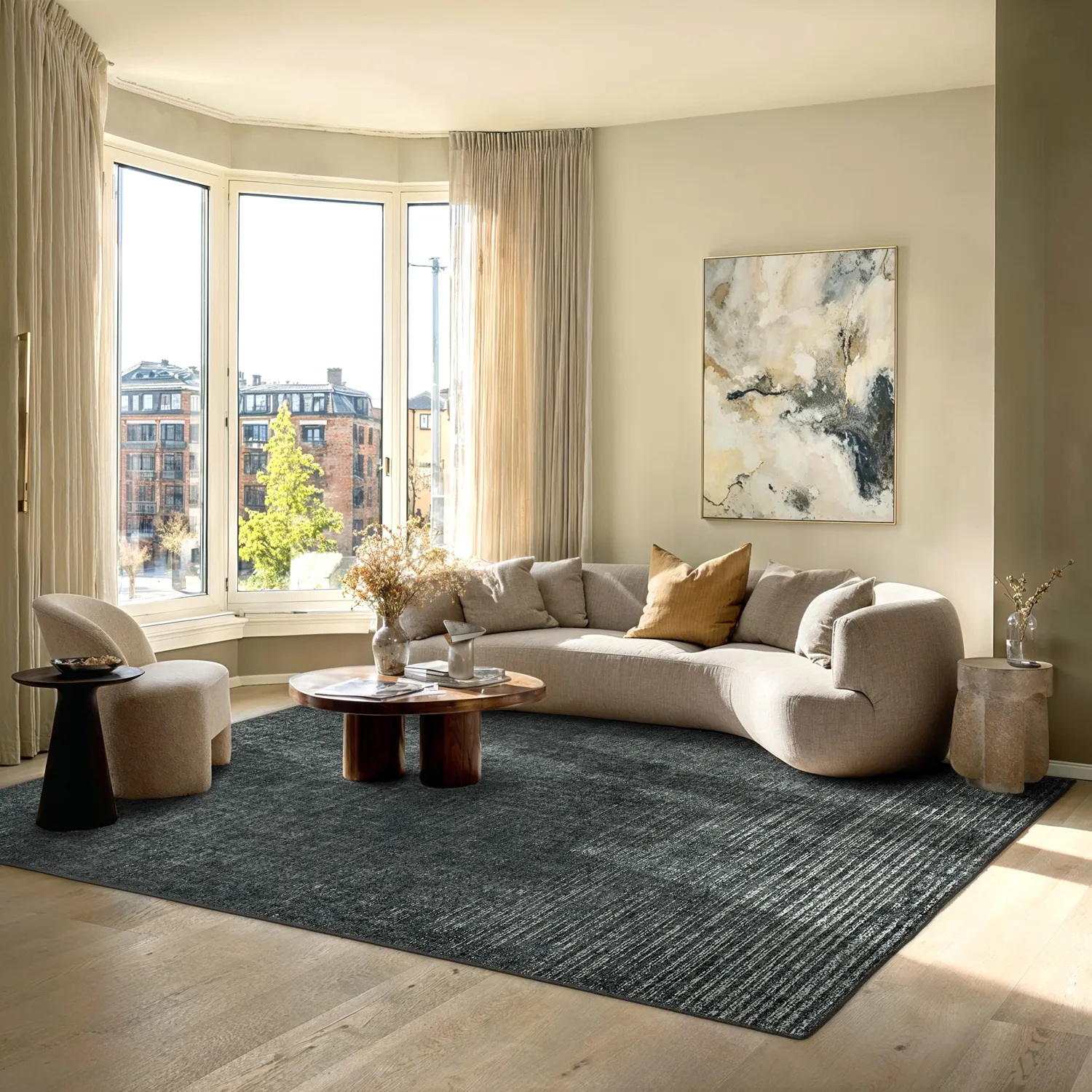 Lapos szövésű szőnyeg - Elarion (fekete)