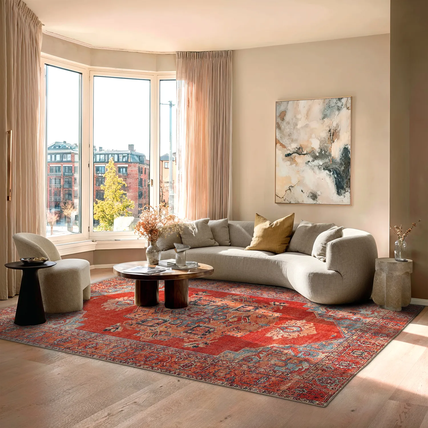 Lapos szövésű szőnyeg - Madevan (piros)