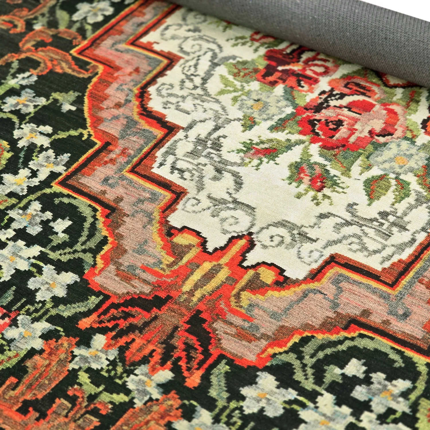 Lapos szövésű szőnyeg - Masarida (fekete/multi)