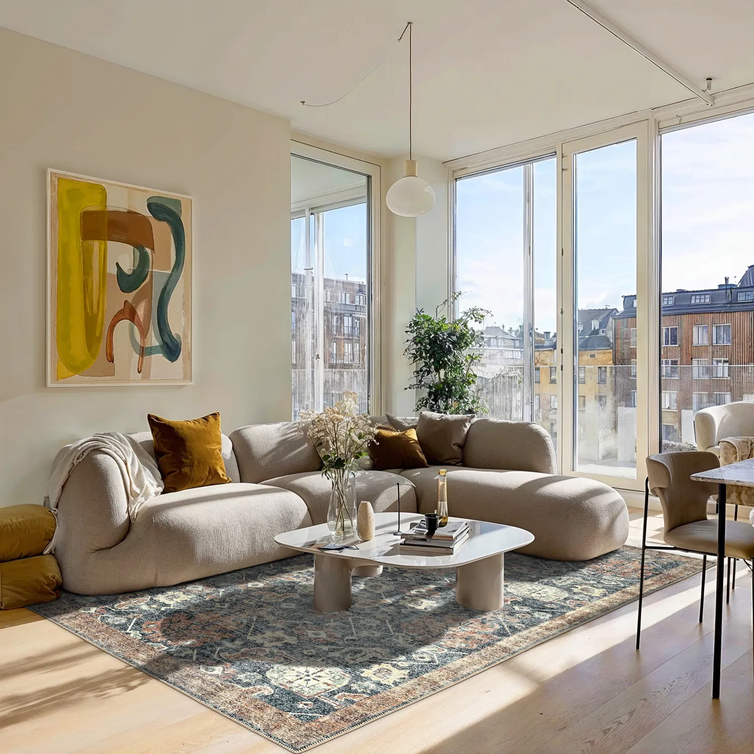 Lapos szövésű szőnyeg - Noura (sötétkék)