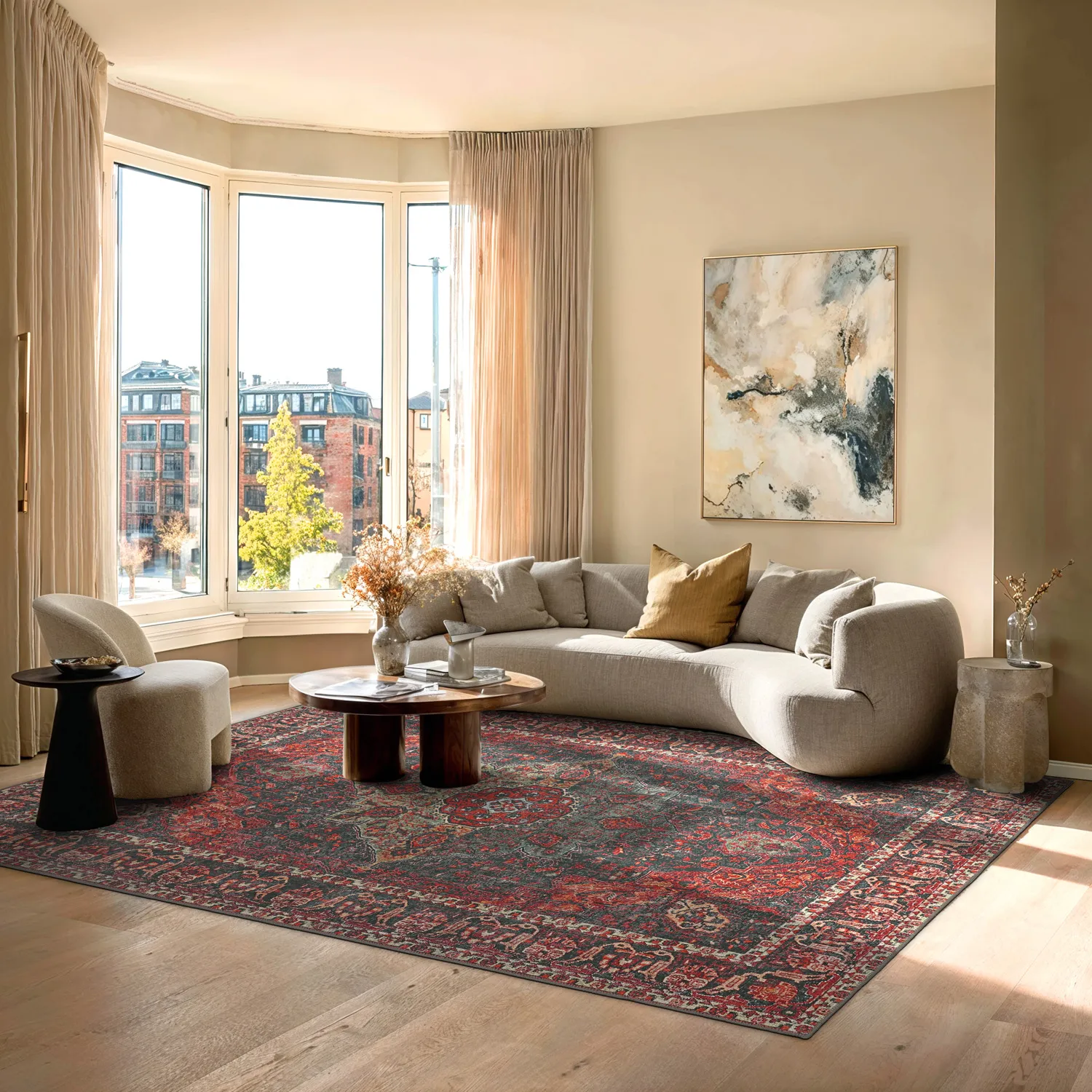 Lapos szövésű szőnyeg - Velamir (piros)