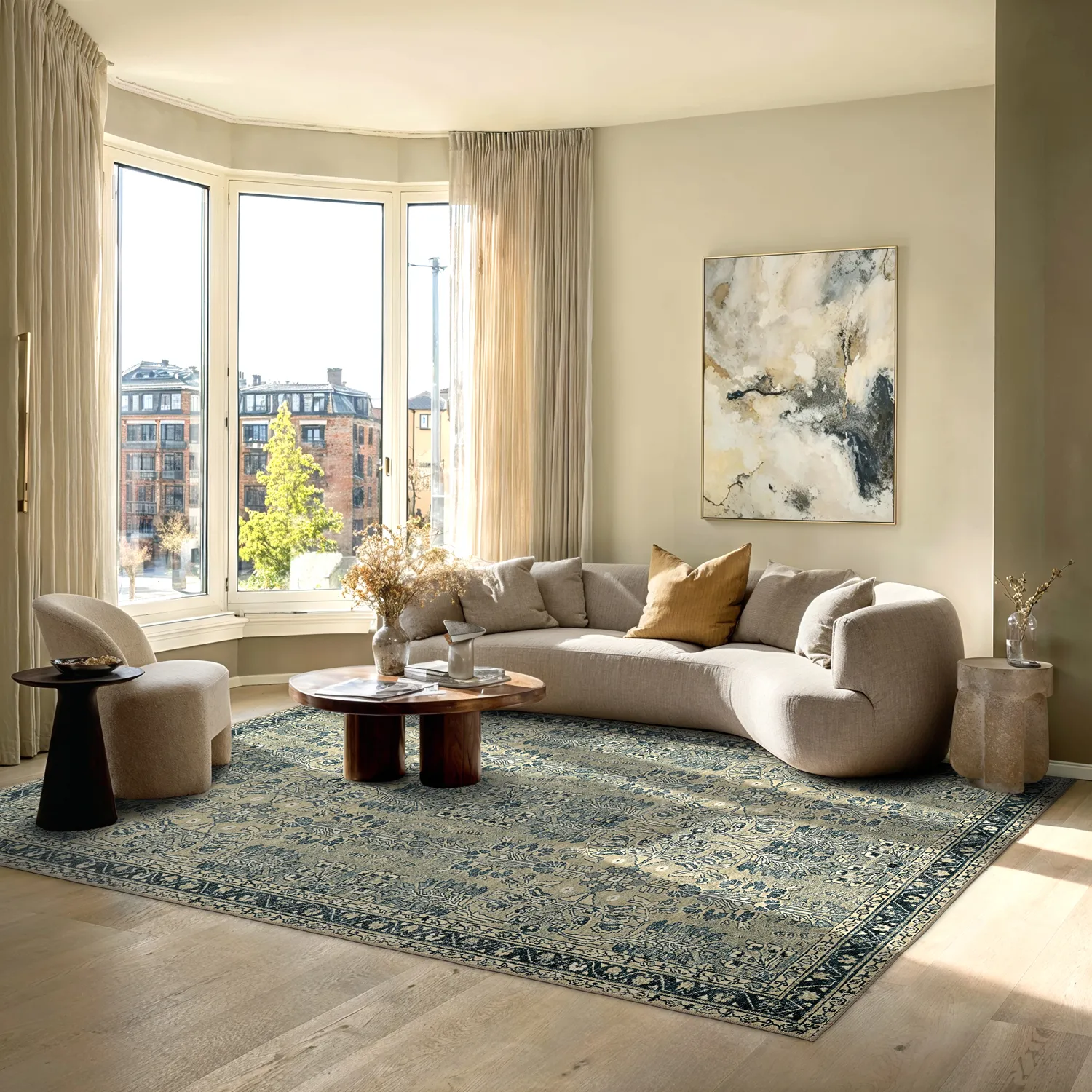 Lapos szövésű szőnyeg - Yasirah (kék/zöld)