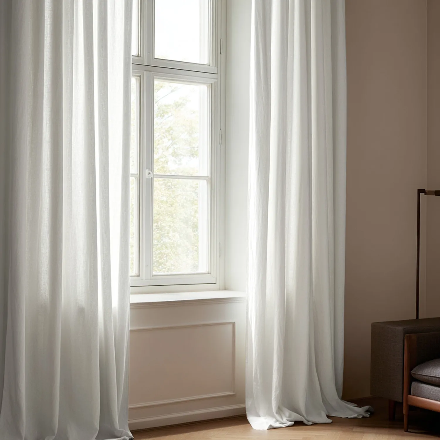 Függönyök - Vászonfüggöny Luana (fehér)