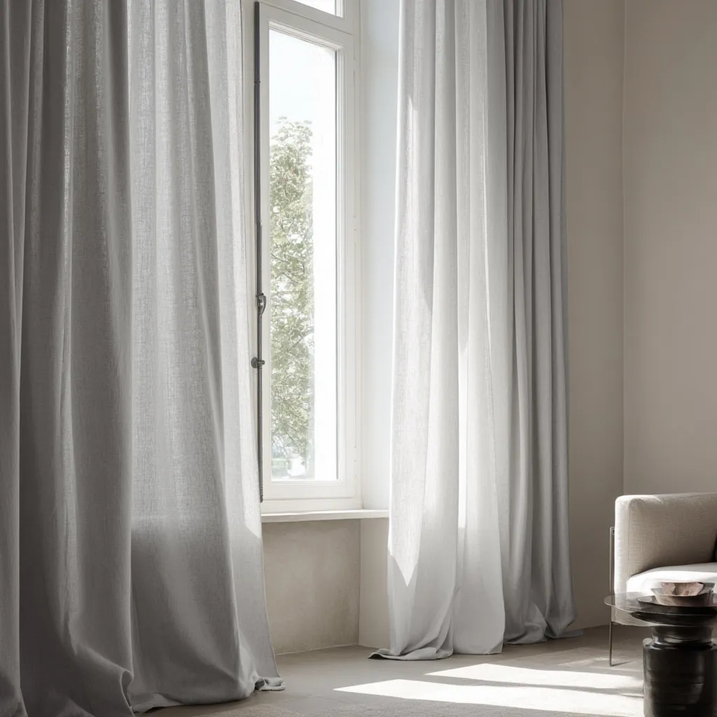 Függönyök - Lenutánzatú függöny Andrada (szürke)