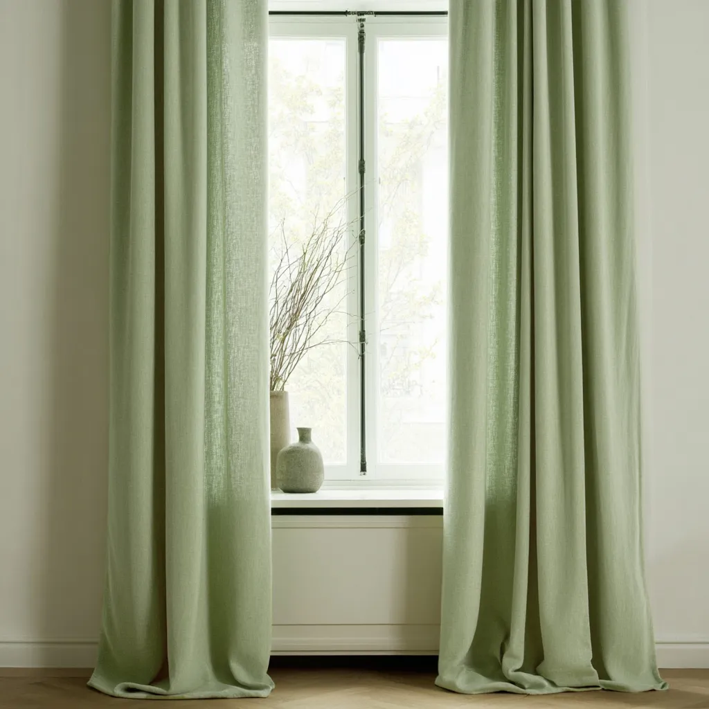 Függönyök - Lenutánzatú függöny Andrada (világos zöld)