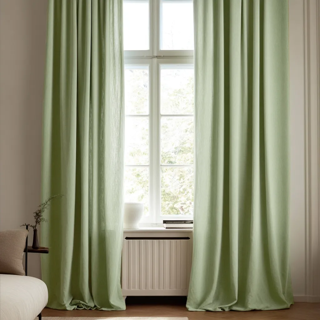 Függönyök - Lenutánzatú függöny Andrada (világos zöld)
