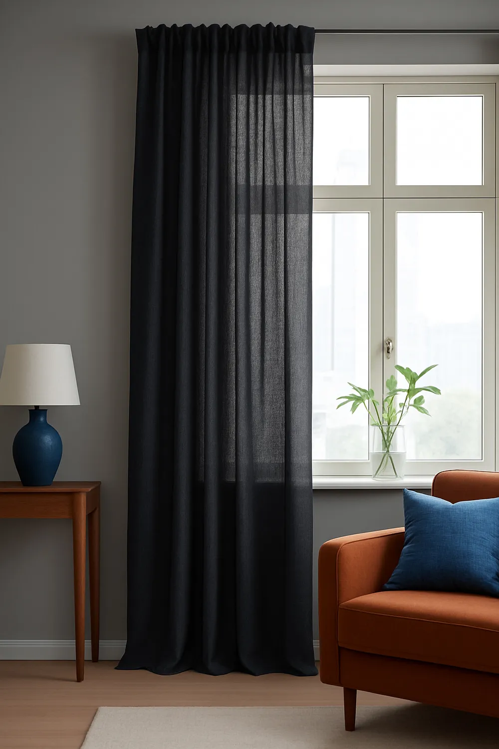 Függönyök - Vászonfüggöny Cosmina (fekete)