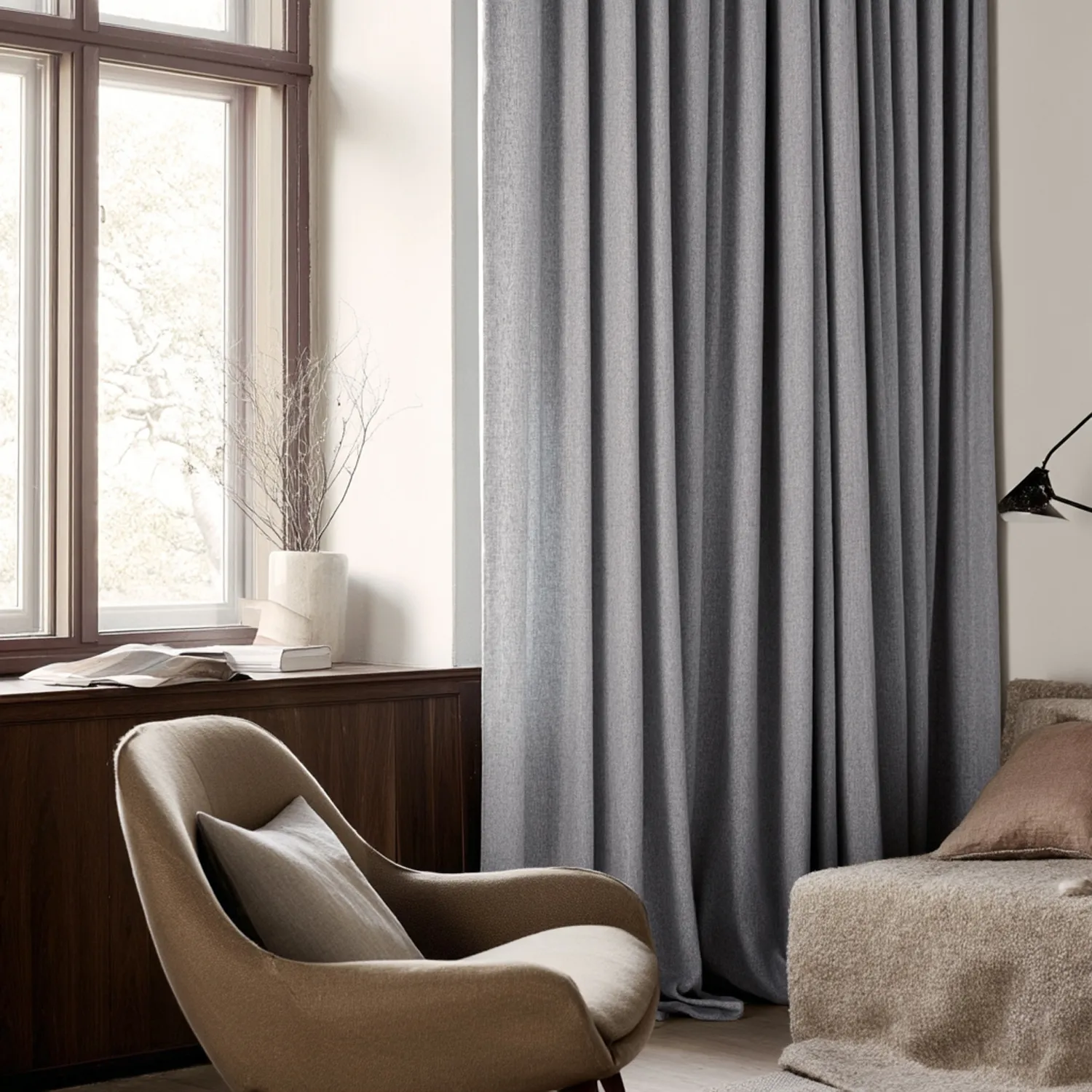 Függönyök - Vászonfüggöny Melania (világos szürke)