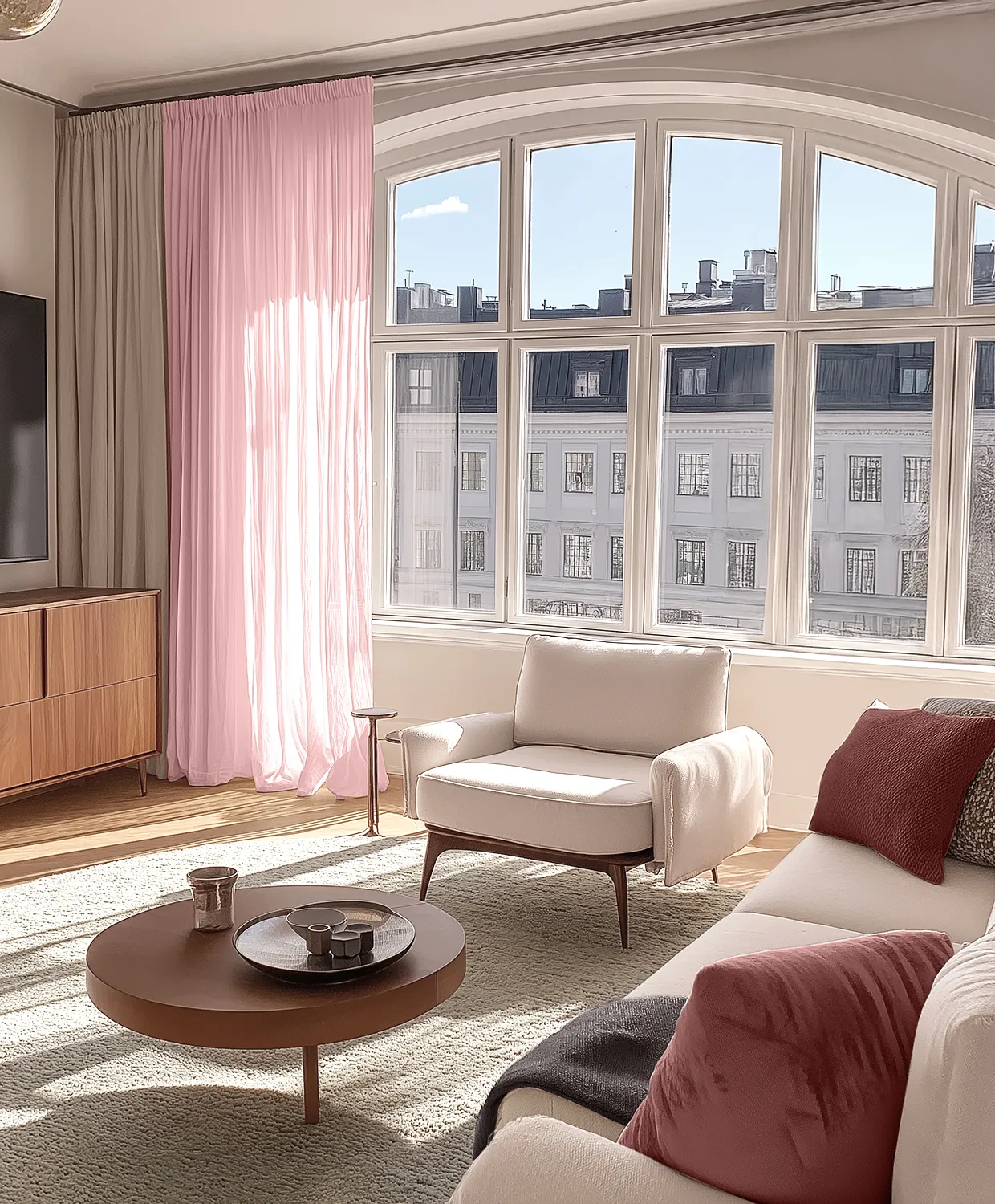 Függöny - Csipke függöny Hilma (rózsaszín)