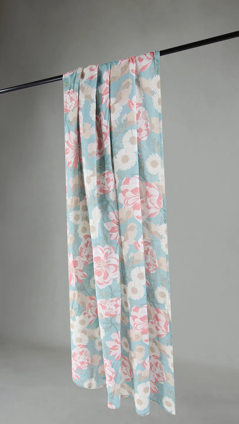 Függönyök - Pamutfüggöny Serena (türkiz/rózsaszín)