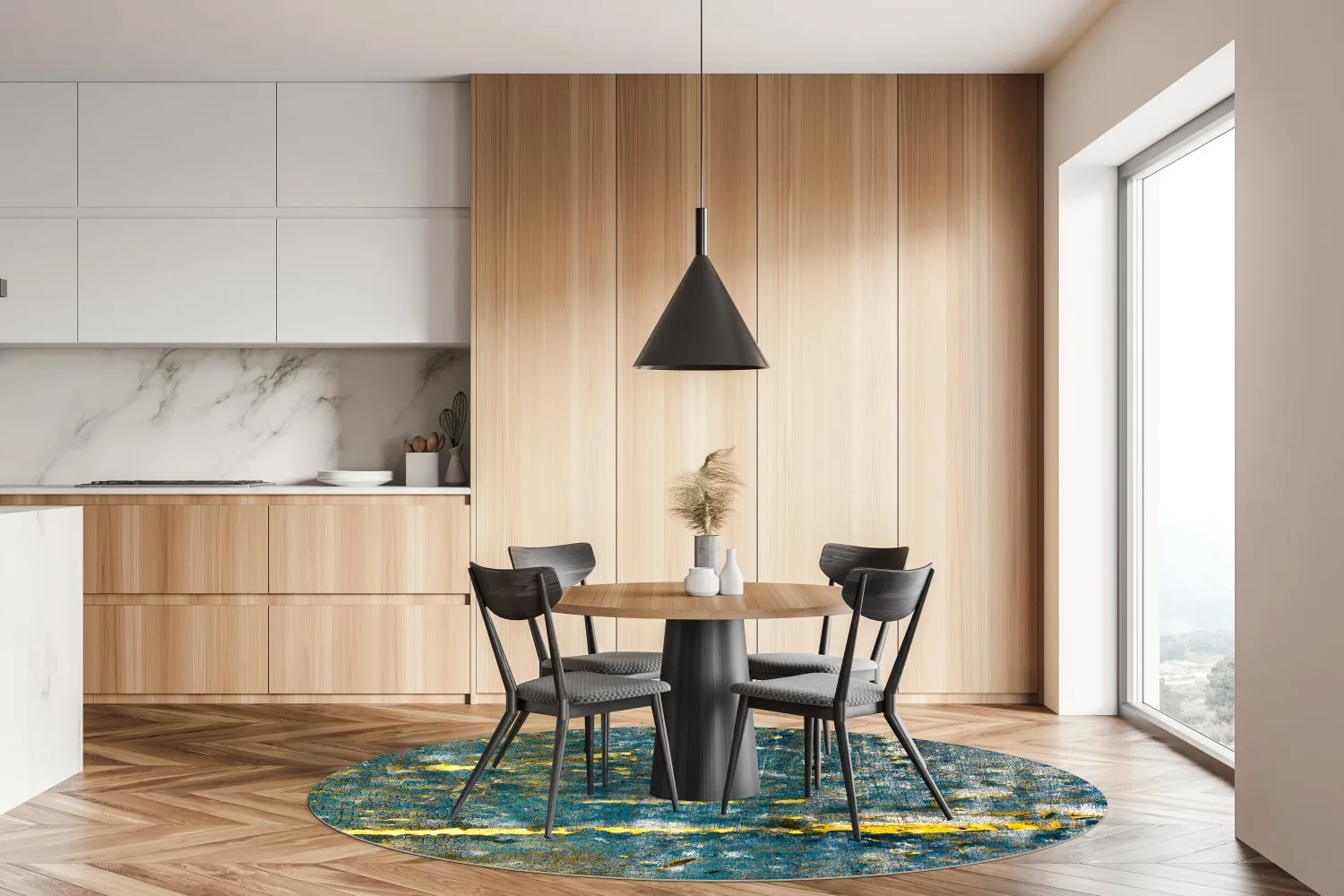 Kerek szőnyeg - Mira (sárga-kék)