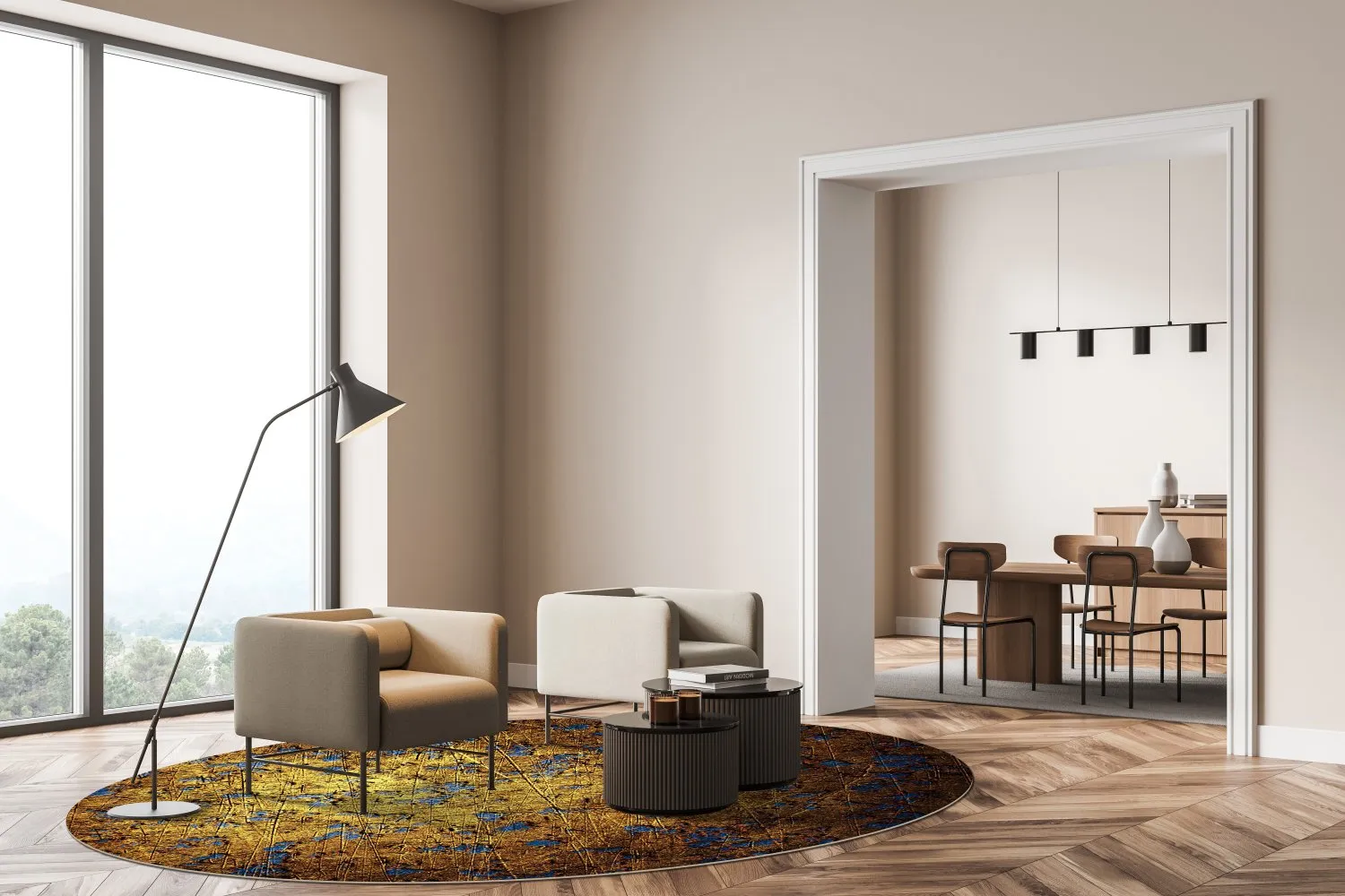 Kerek szőnyeg - Leiria (arany)