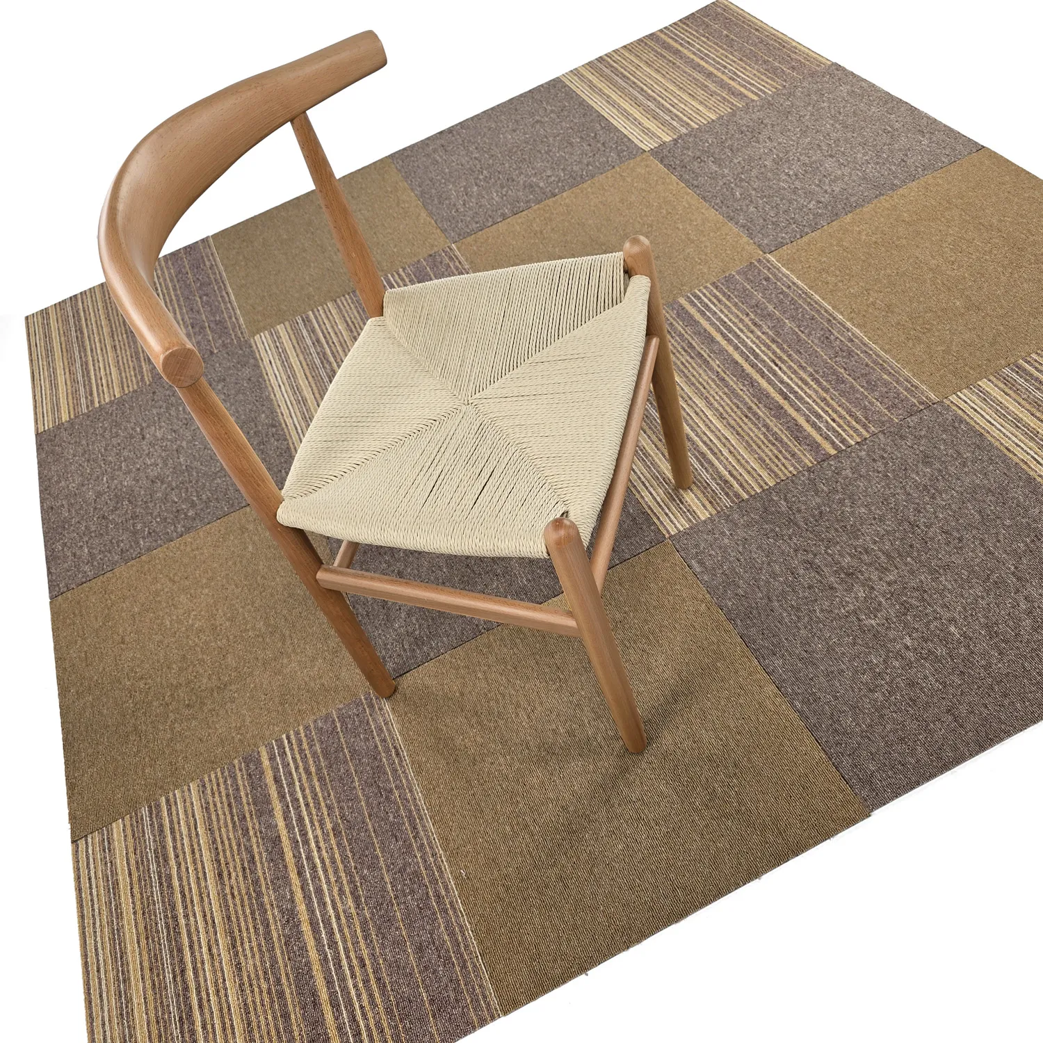 Padlószőnyeg - Almeria Textilcsempék 24 db (szabálytalanul csíkos barna)