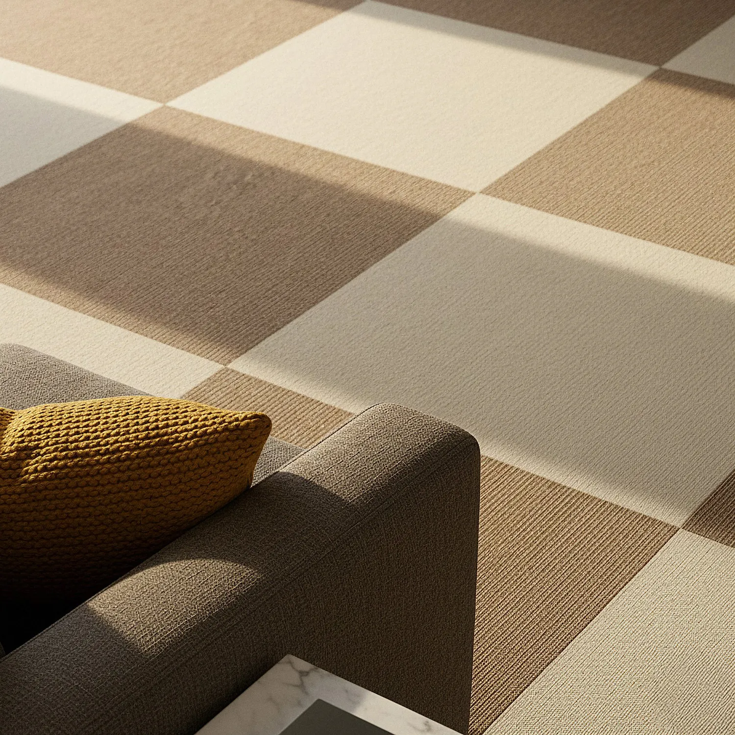 Padlószőnyeg - Almeria Textilcsempék 24 db (csíkos barna)