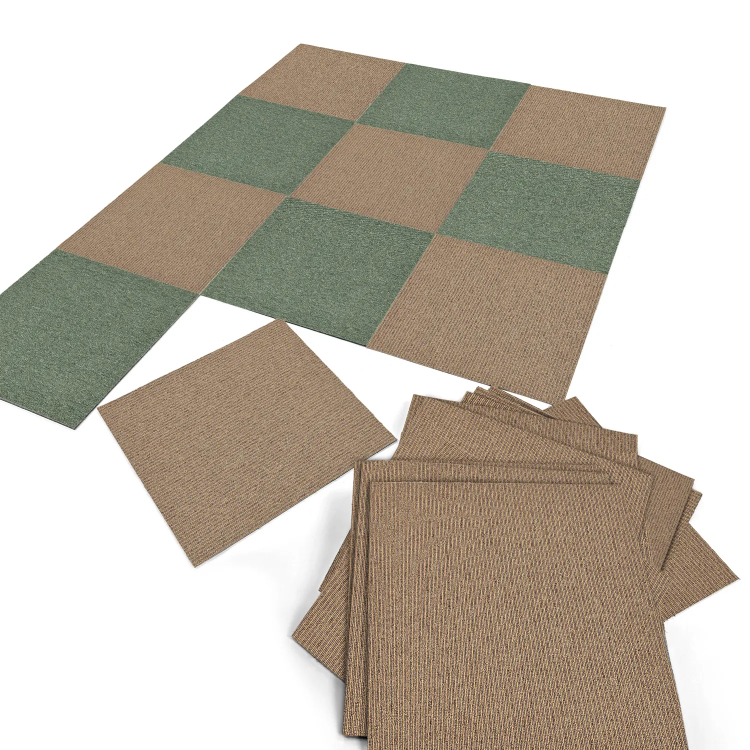 Padlószőnyeg - Almeria Textilcsempék 24 db (csíkos barna)