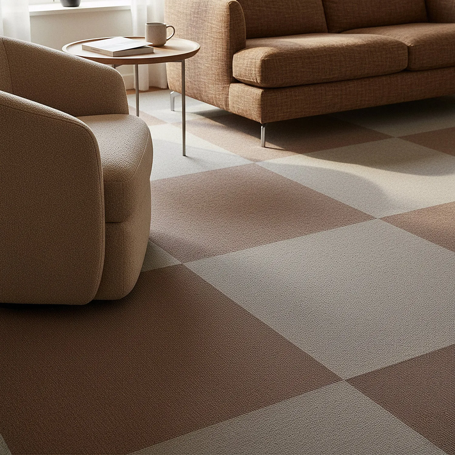 Padlószőnyeg - Almeria Textilcsempék 24 db (barna)