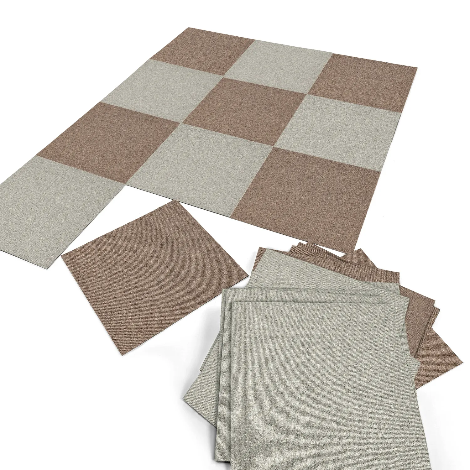 Padlószőnyeg - Almeria Textilcsempék 24 db (barna)